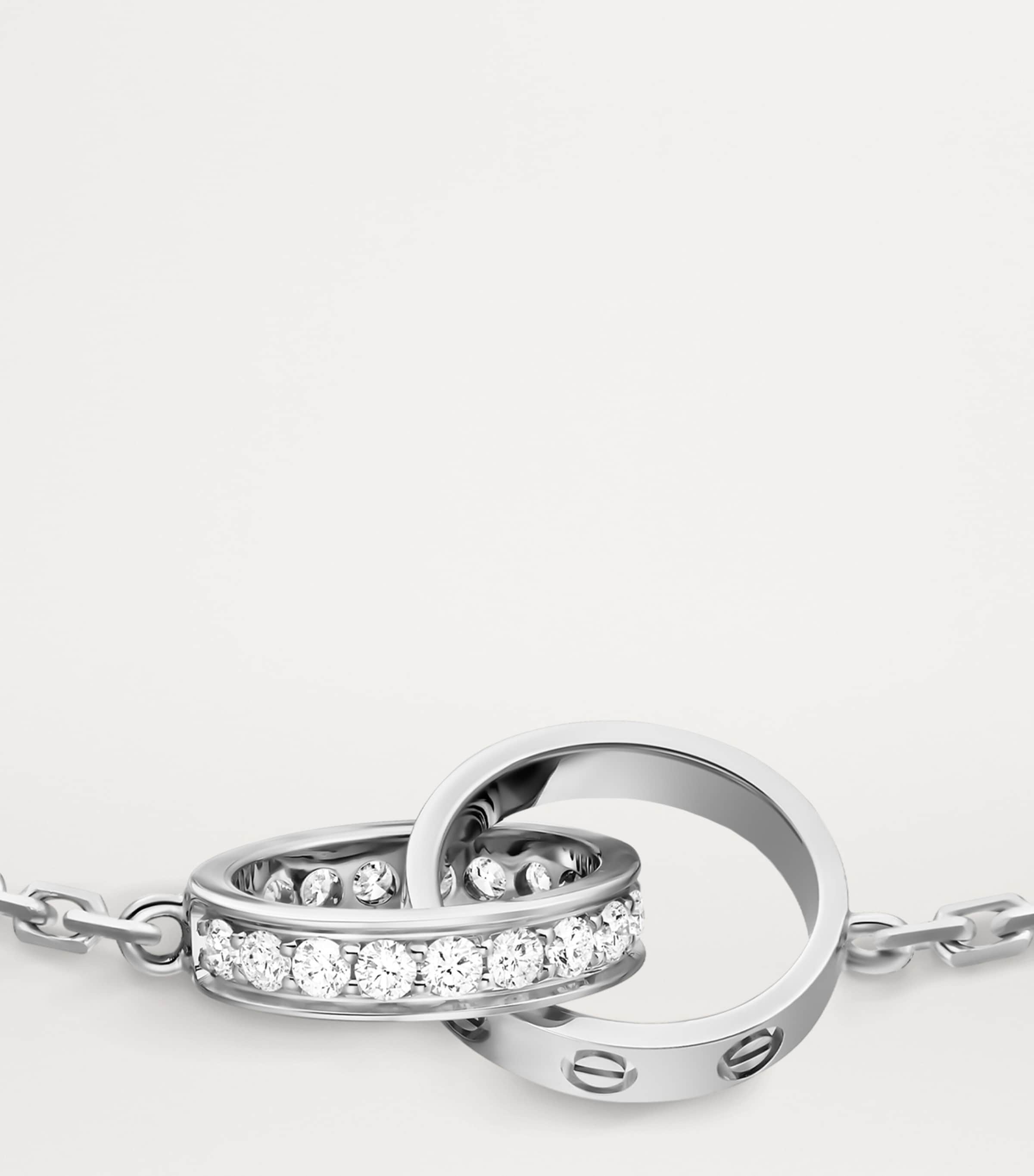 White Gold and Diamond LOVE Chain Bracelet WHITE GOLD Image 4