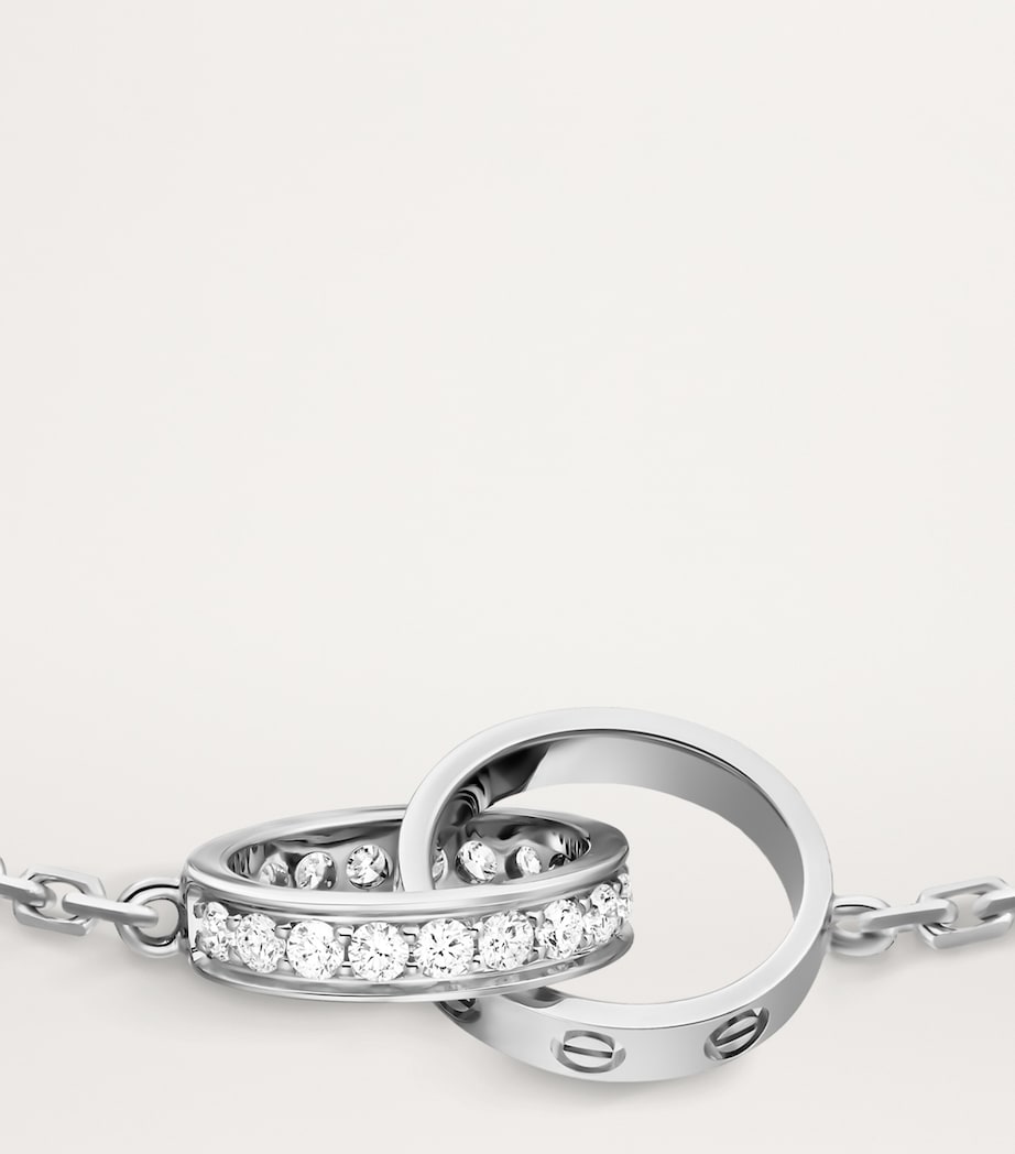 White Gold and Diamond LOVE Chain Bracelet WHITE GOLD Image 4