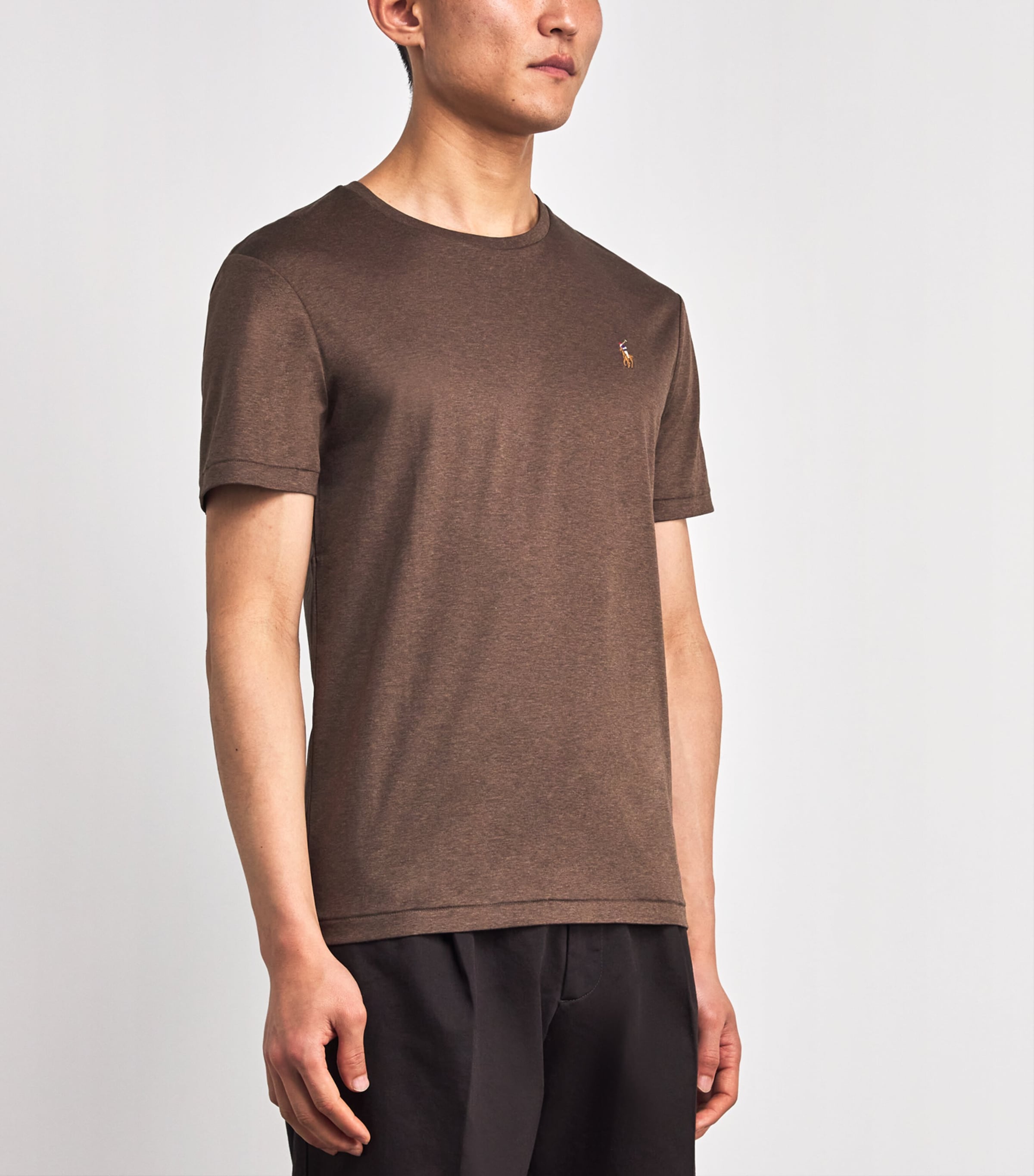 Pima Cotton Polo Pony T-Shirt NUTMEG BROWN HEATHER Image 3