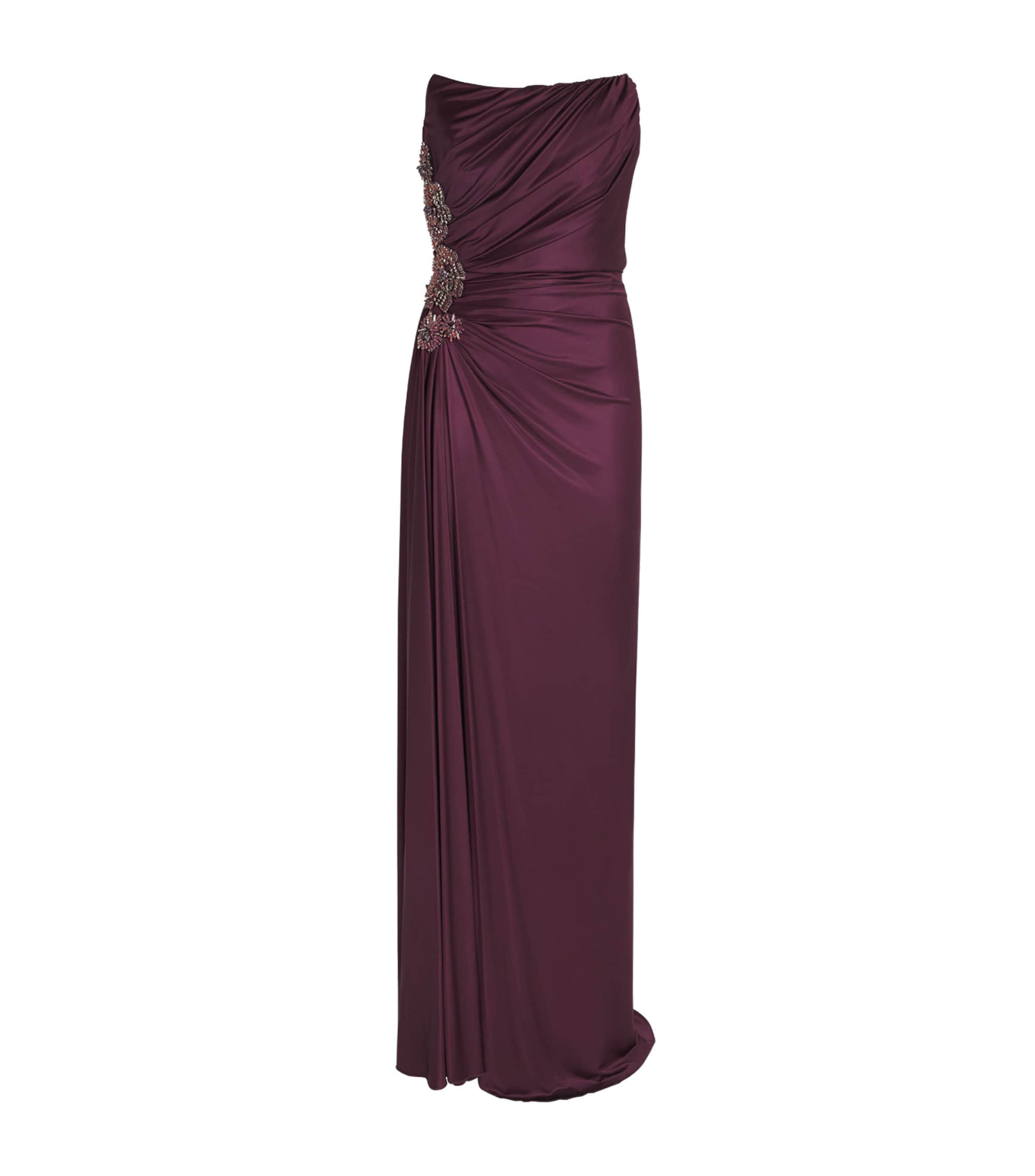 Costarellos Womens Embellished Lorinne Gown Sangria Brnz Crystls Image 1