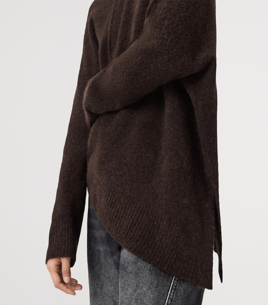 AllSaints Womens Wool-Blend Lock Sweater Oxblood Red Image 6