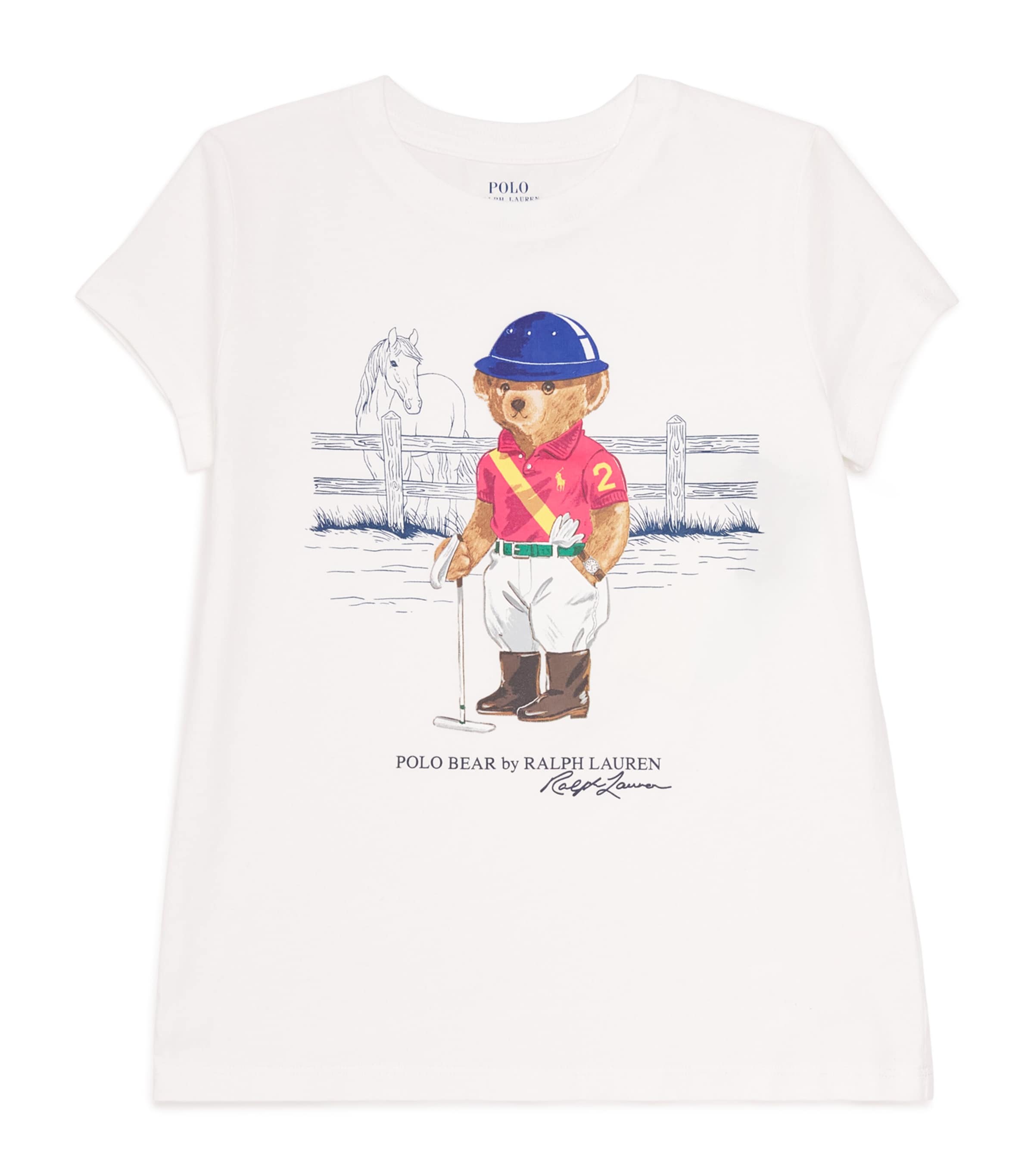 Cotton Polo Bear T-Shirt (7-14 Years) WHITE Image 1