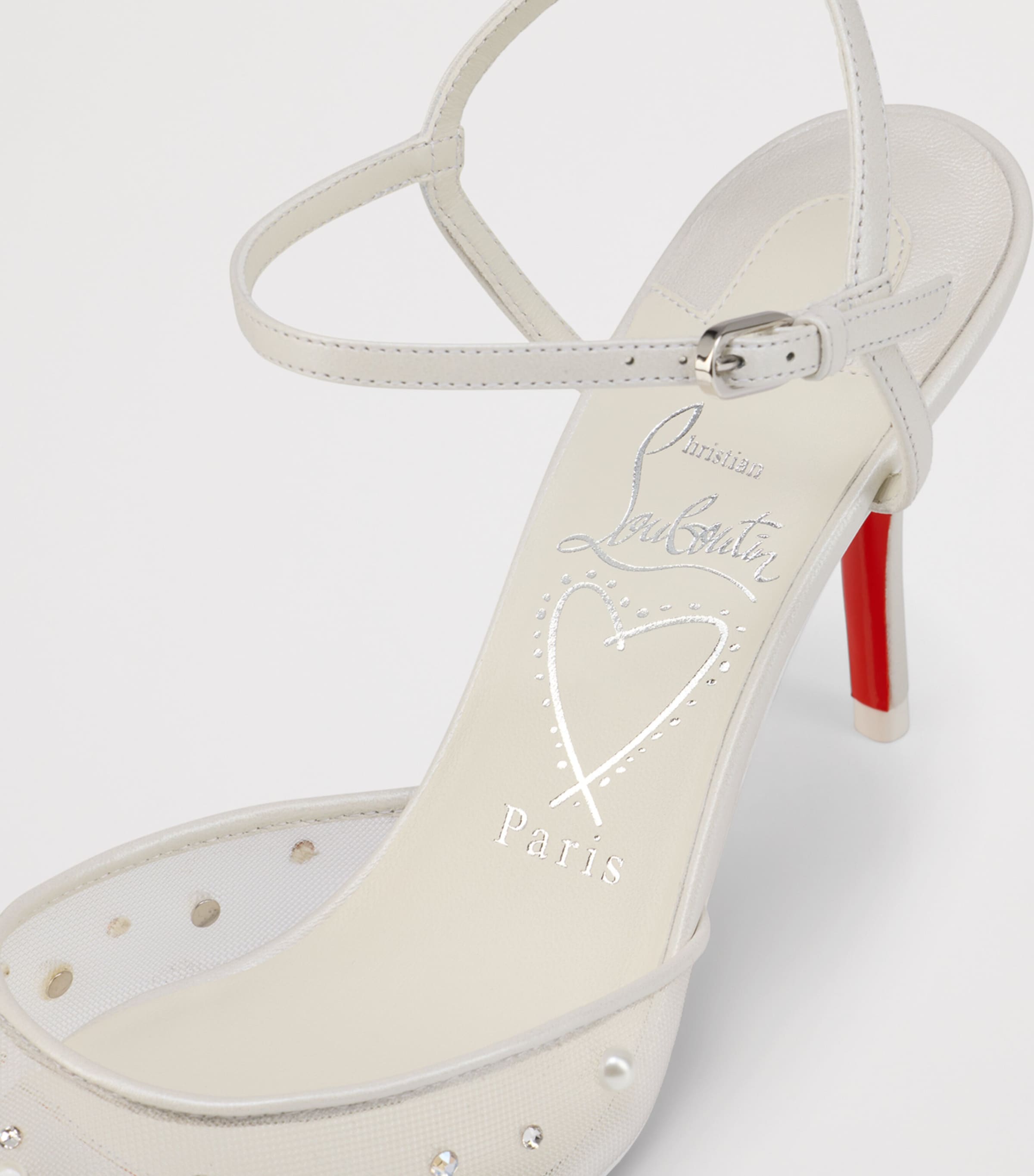 Christian Louboutin White Miss Z Riviera Strass Embellished Pumps