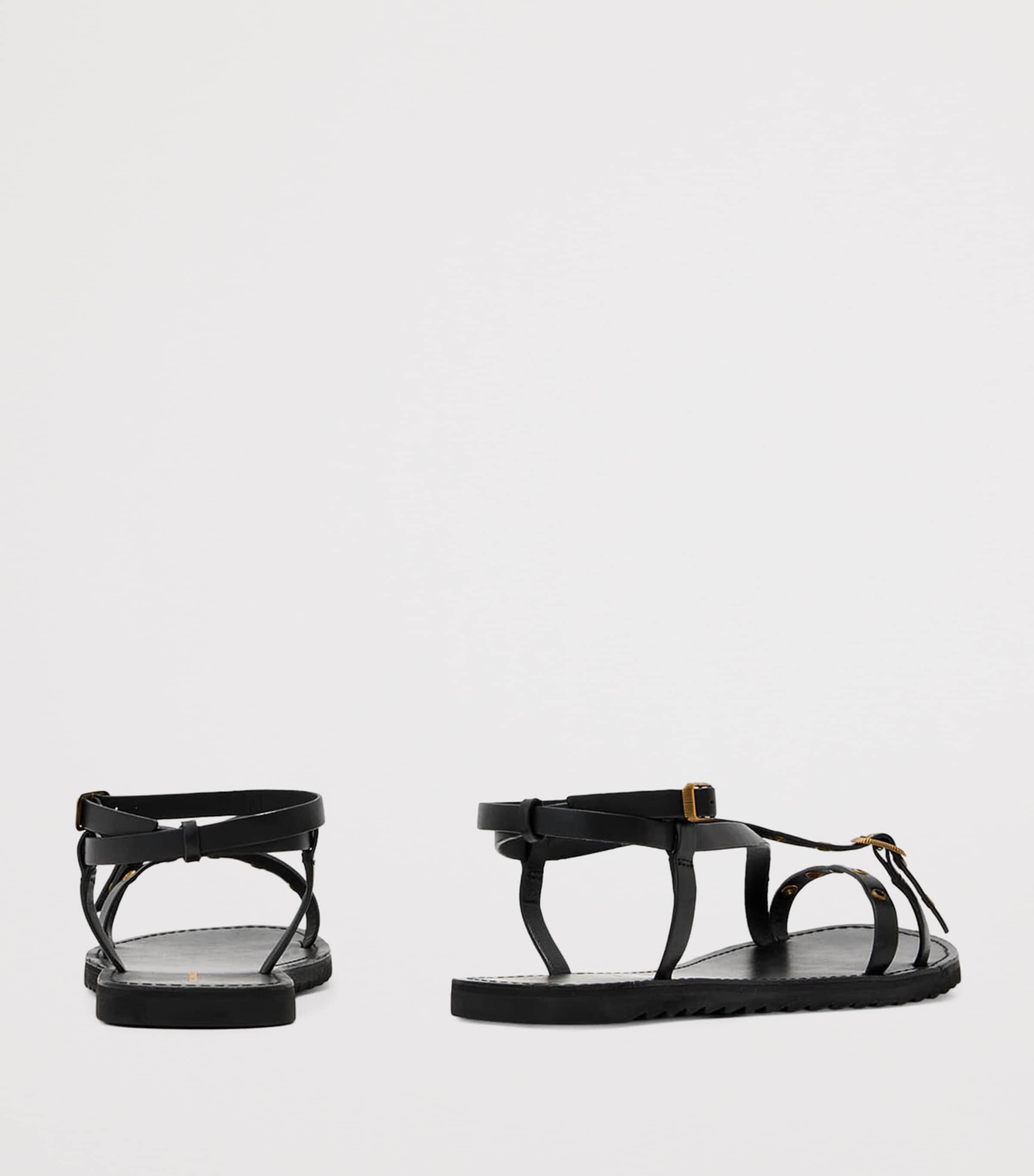 AllSaints Leather Tyla Eyelet Sandals Black Image 4