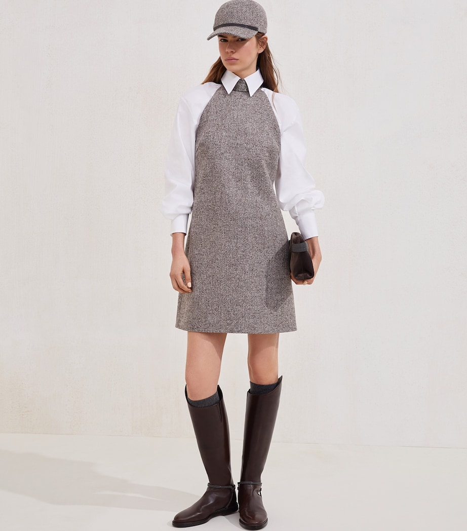 Wool-Blend Tweed Mini Dress C136 Image 3