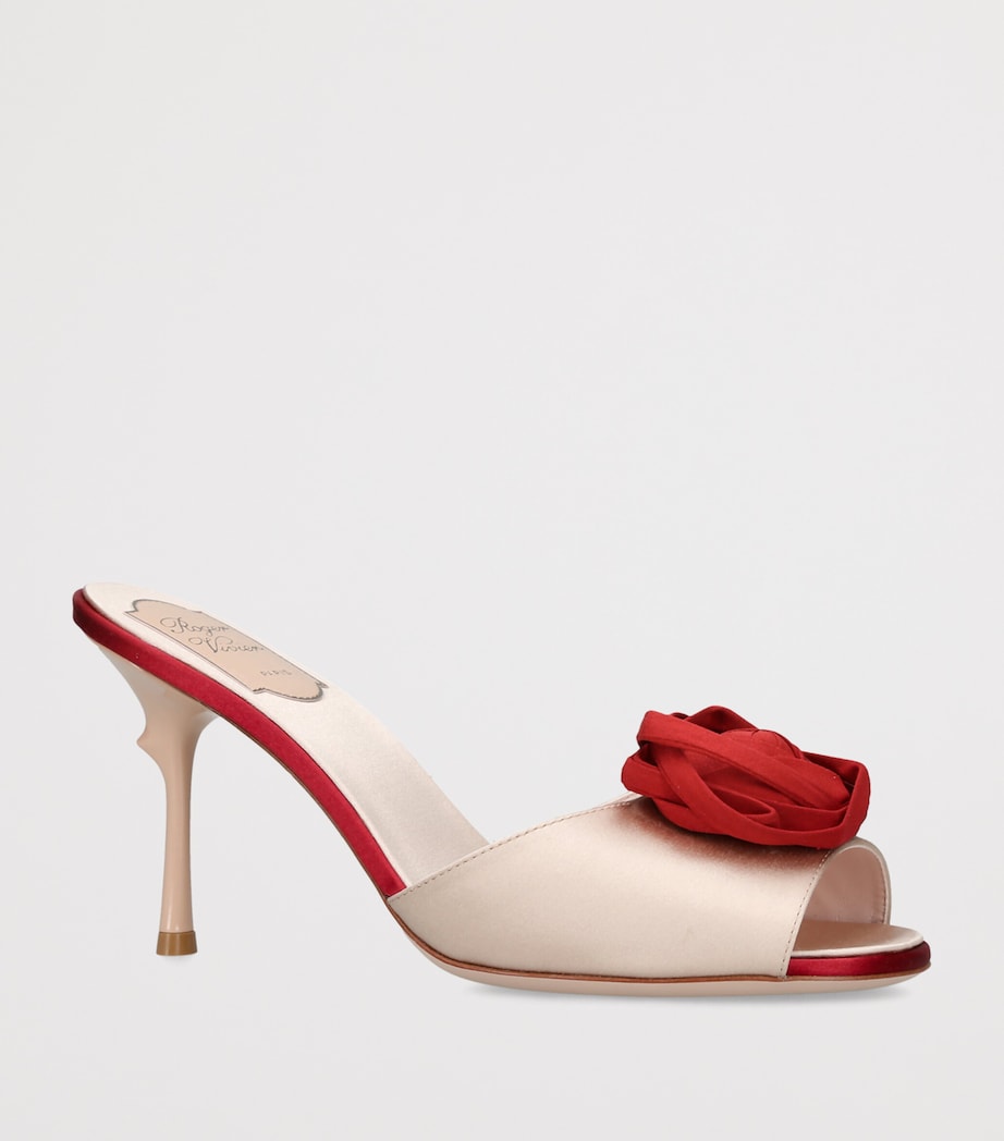 Roger Vivier Suede Rose Mules 85 Cream Comb Image 2