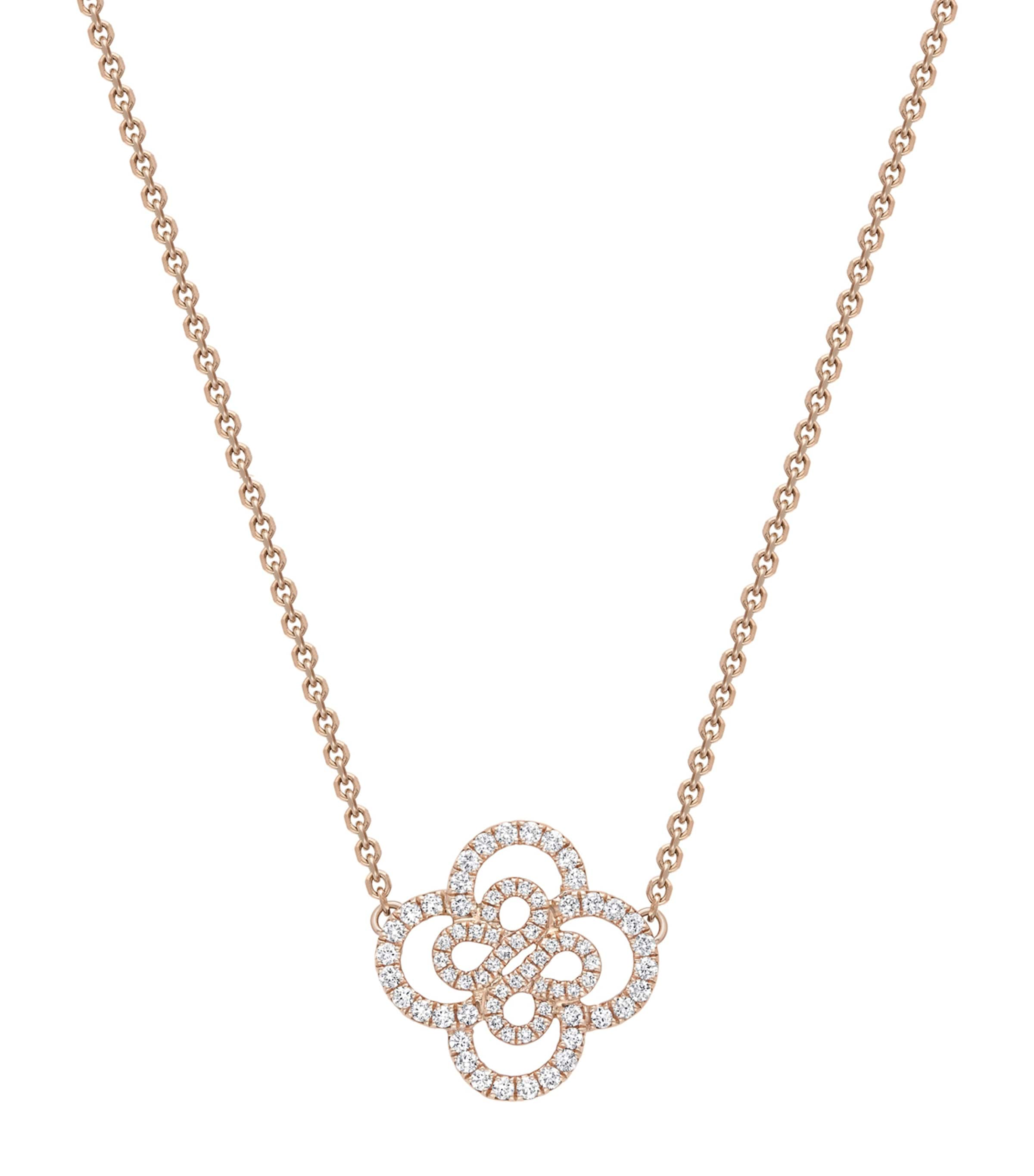 Shop Boodles Rose Gold And Diamond Be  Double Motif Necklace