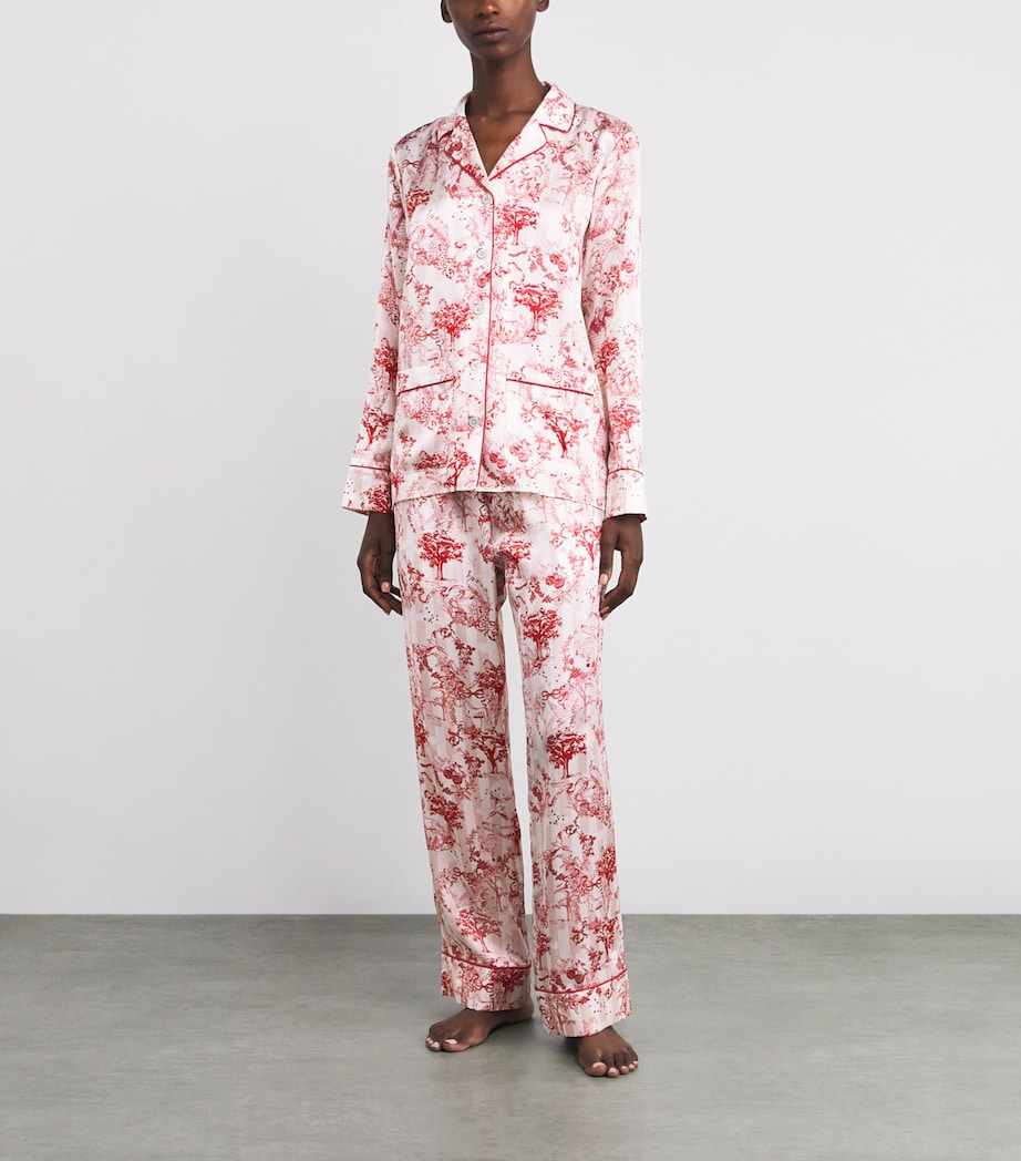 Harrods Womens Silk Toile Pyjama Set Pink Image 2