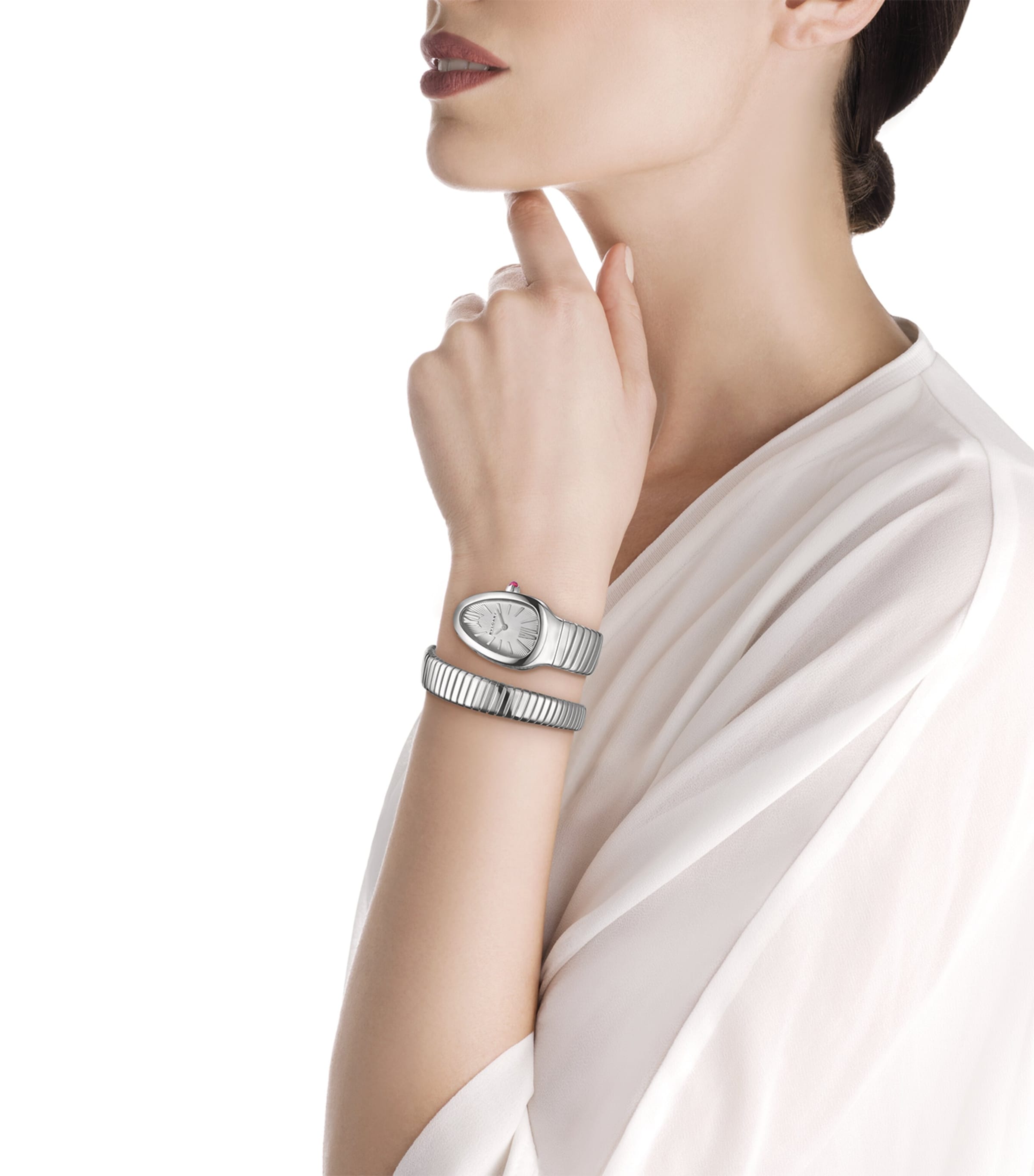 Stainless Steel Serpenti Tubogas Watch 35mm WHITE Image 4