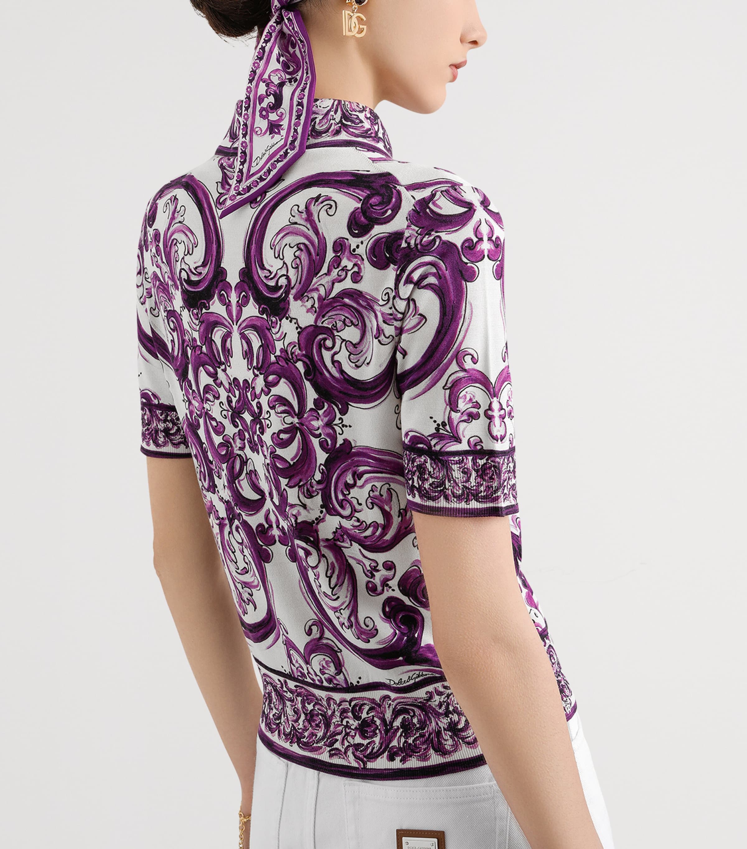 Silk Majolica Print Polo Shirt H15DQ-MAIOLICA Image 5