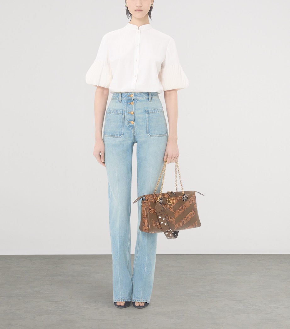 Valentino Womens Cotton Organza-Cuff Shirt Image 5