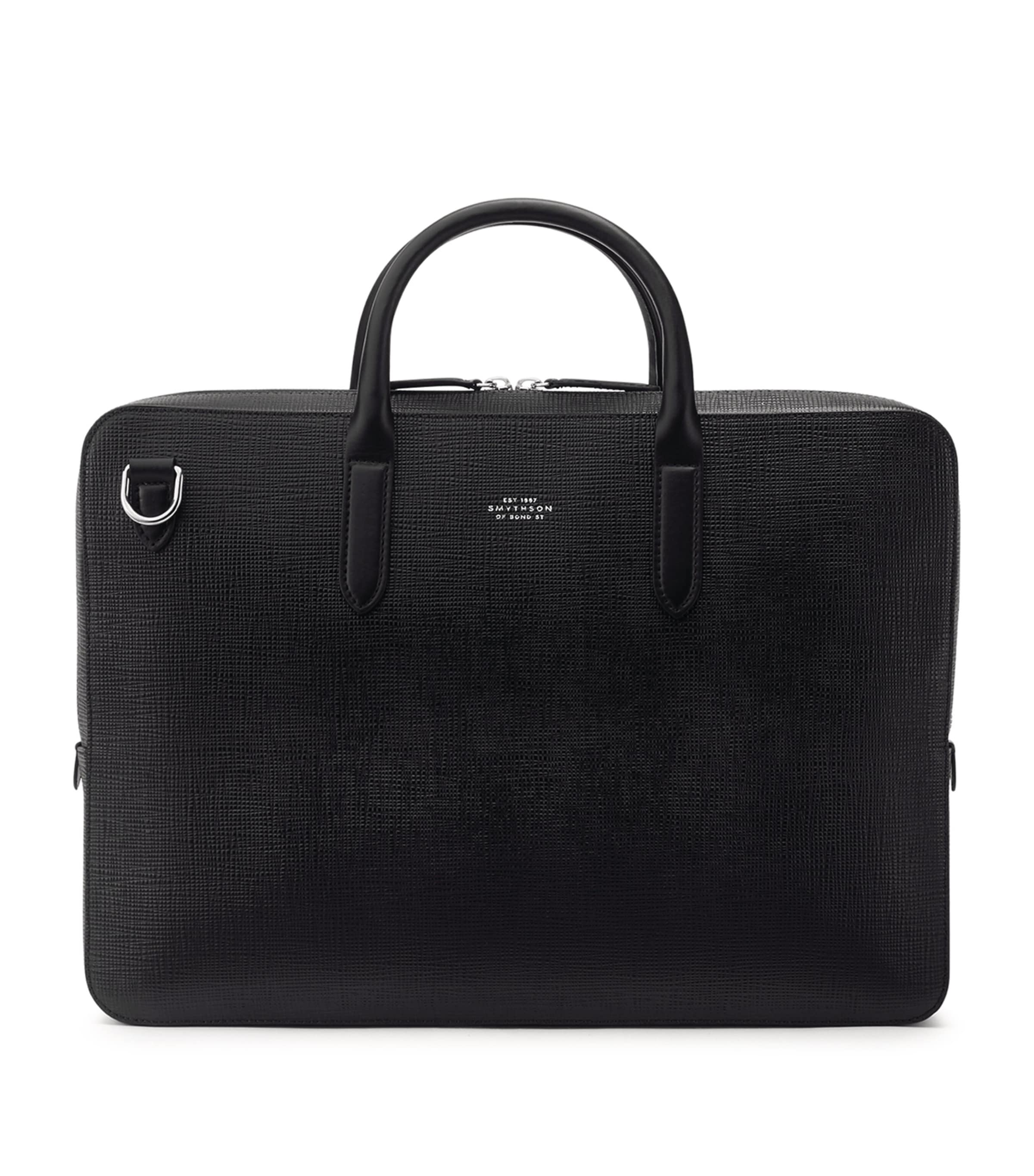 Smythson Leather Briefcase In Black