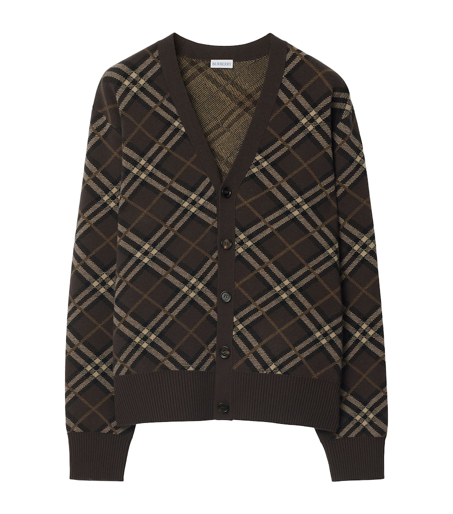 Wool-Blend Check Cardigan TRUFFLE IP CHECK Image 1