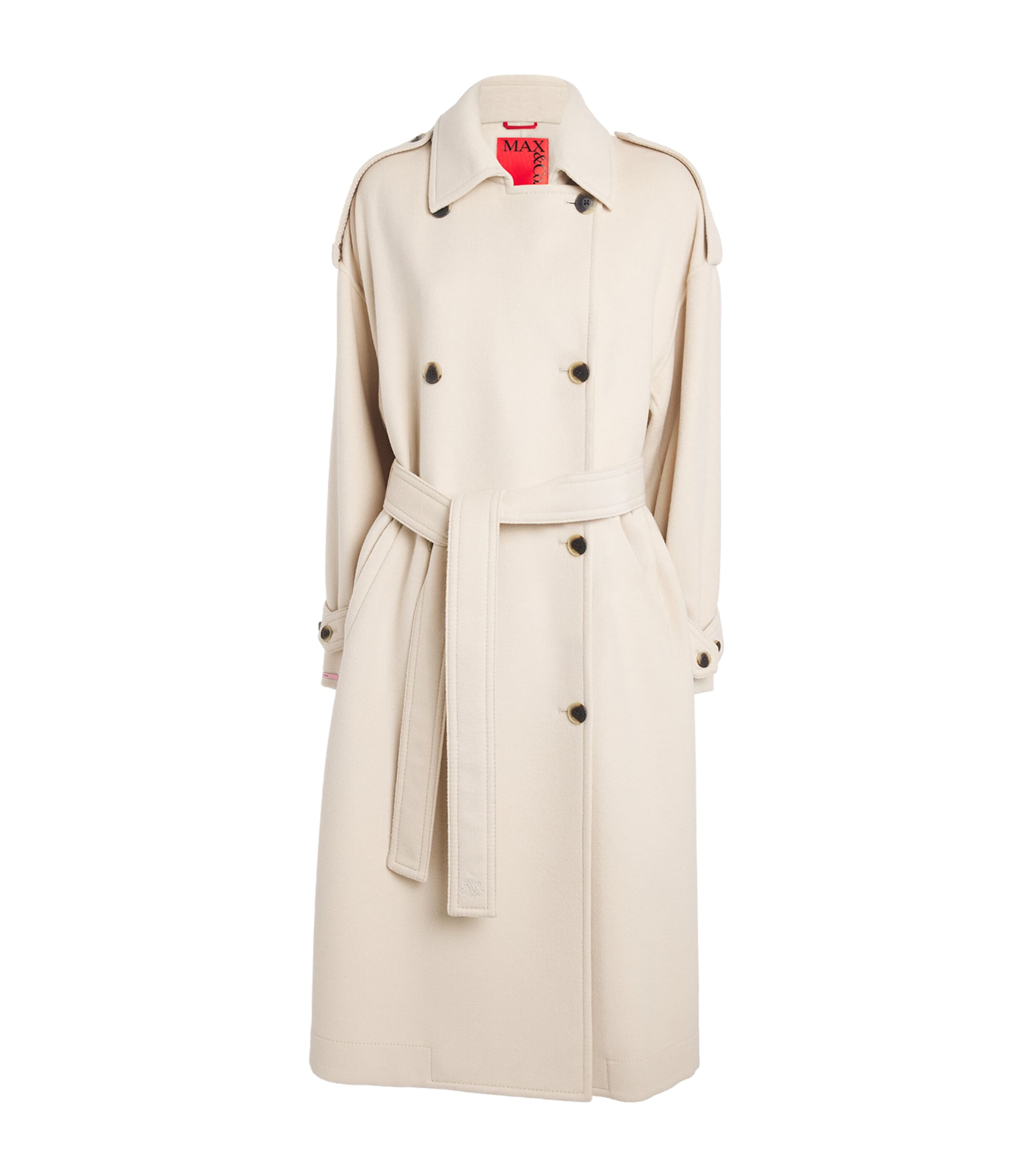 Max & Co Virgin Wool Double-breasted Coat In Neutral