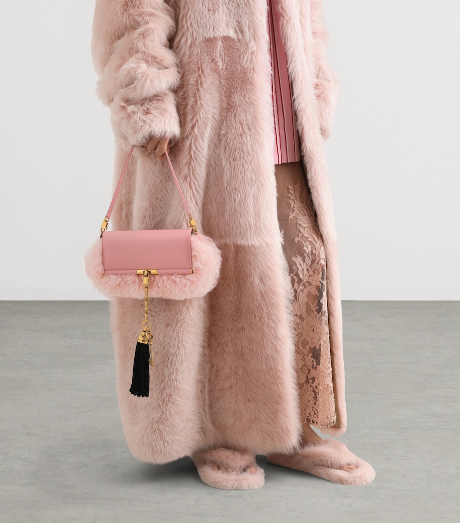Dolce&Gabbana Shearling-Trim Marlene Shoulder Bag Pink/pink Image 2