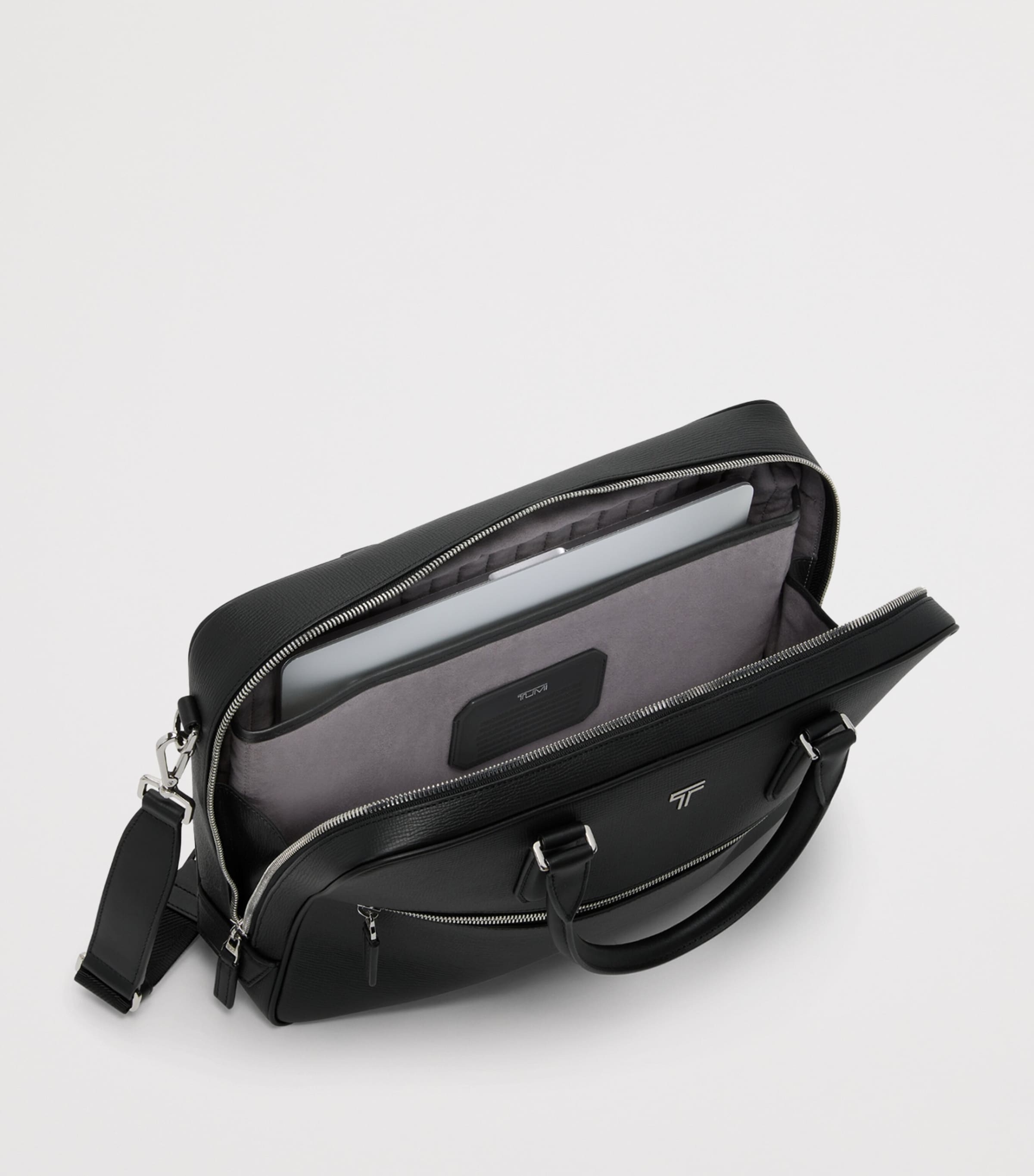 Tumi Medium Leather Turin Leonzo Briefcase Black Image 3