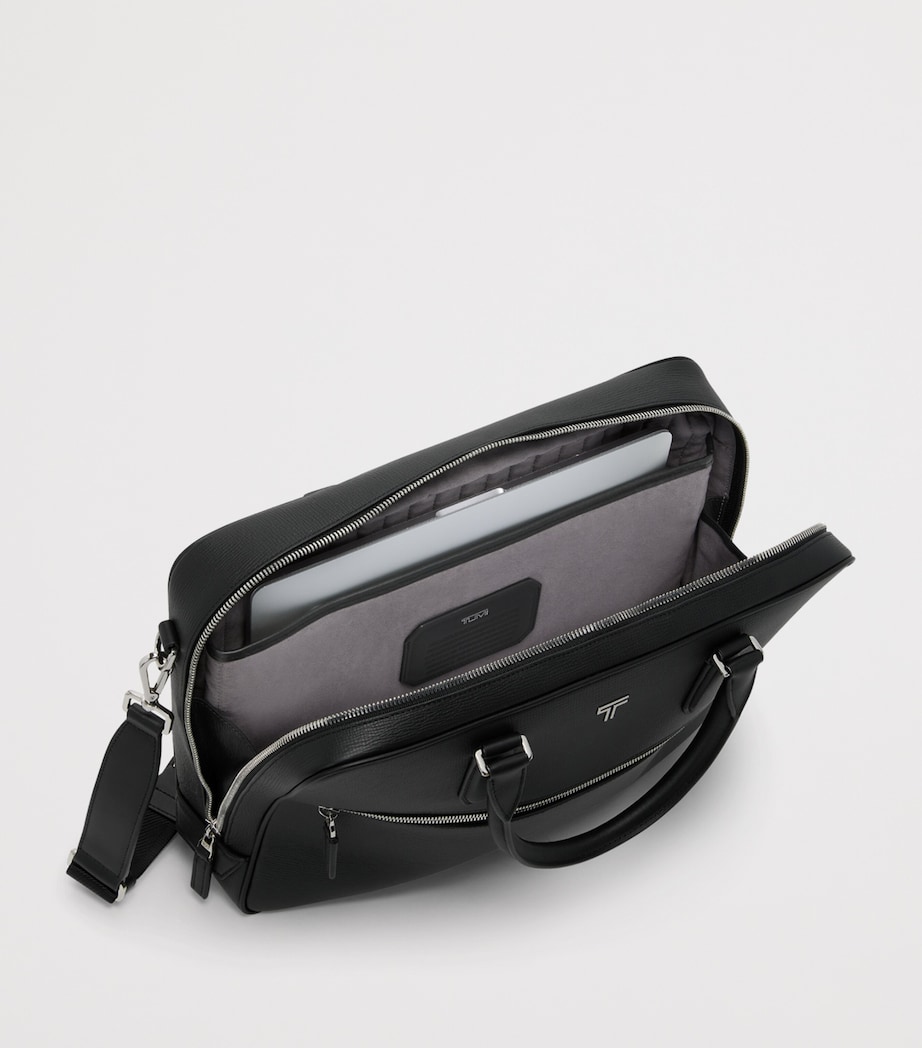 Tumi Medium Leather Turin Leonzo Briefcase Black Image 3