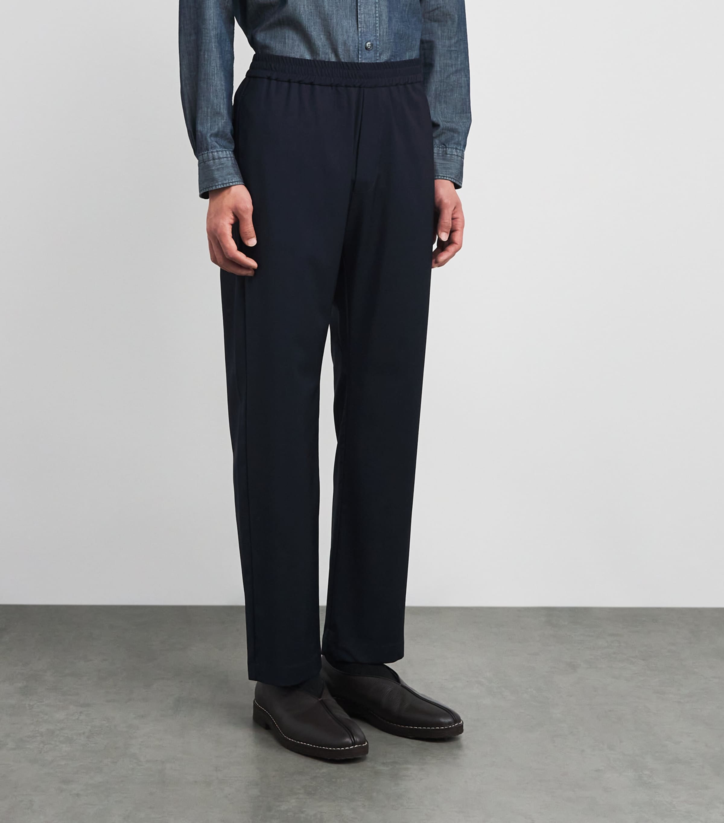 Virgin Wool Drawstring Trousers 170 NAVY Image 3