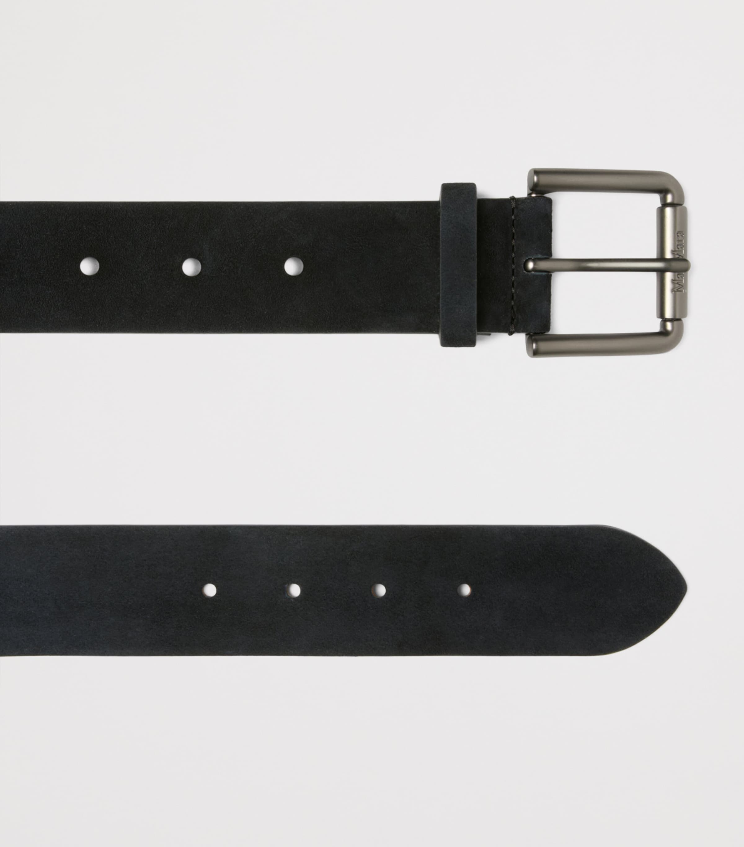 Max Mara Suede Double-Buckle Belt Dark Grey Image 2