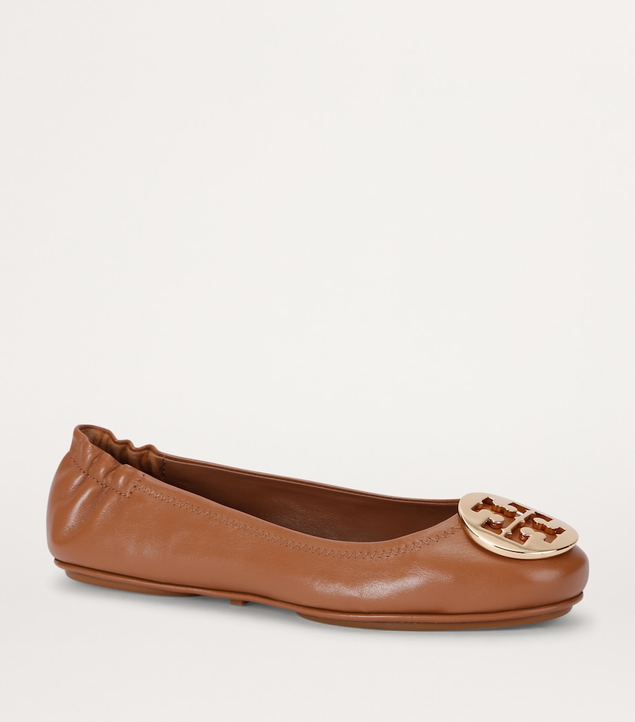 Leather Minnie Travel Ballet Flats TAN Image 3