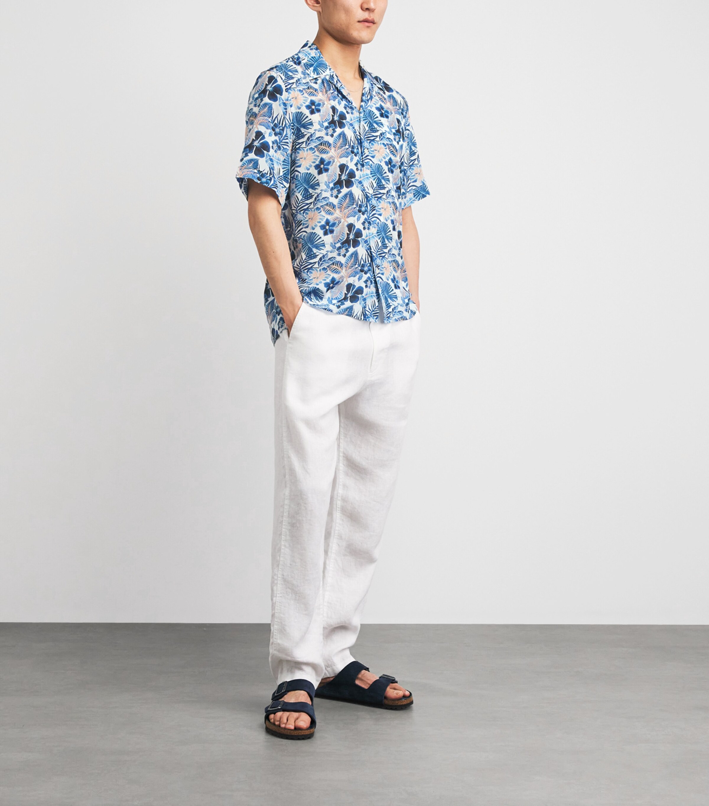 Vilebrequin Mens Island Flowers Printed Shirt Blanc Image 2