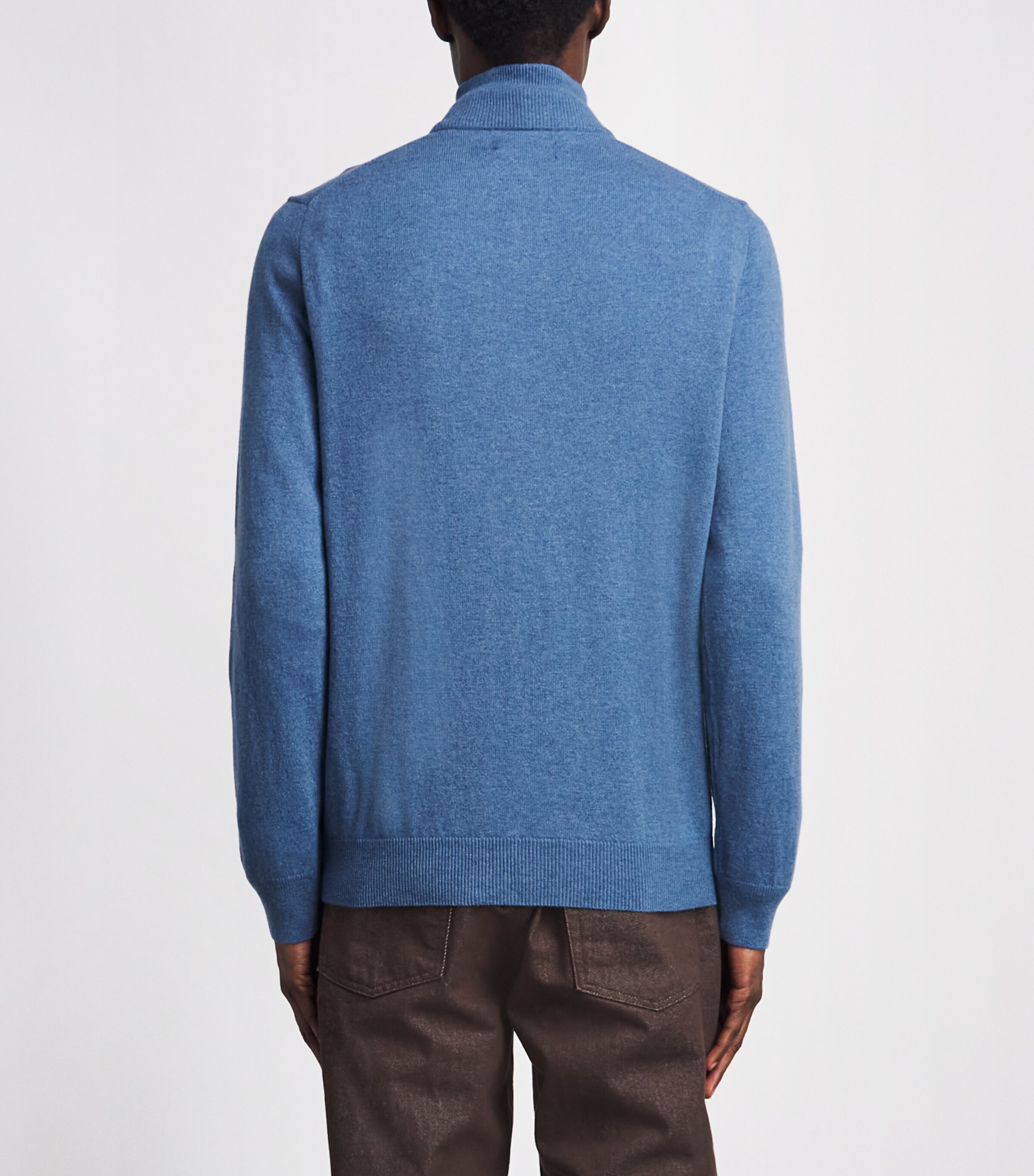 Polo Ralph Lauren Mens Wool Polo Pony Quarter-Zip Sweater Blue Borage Heather Image 5