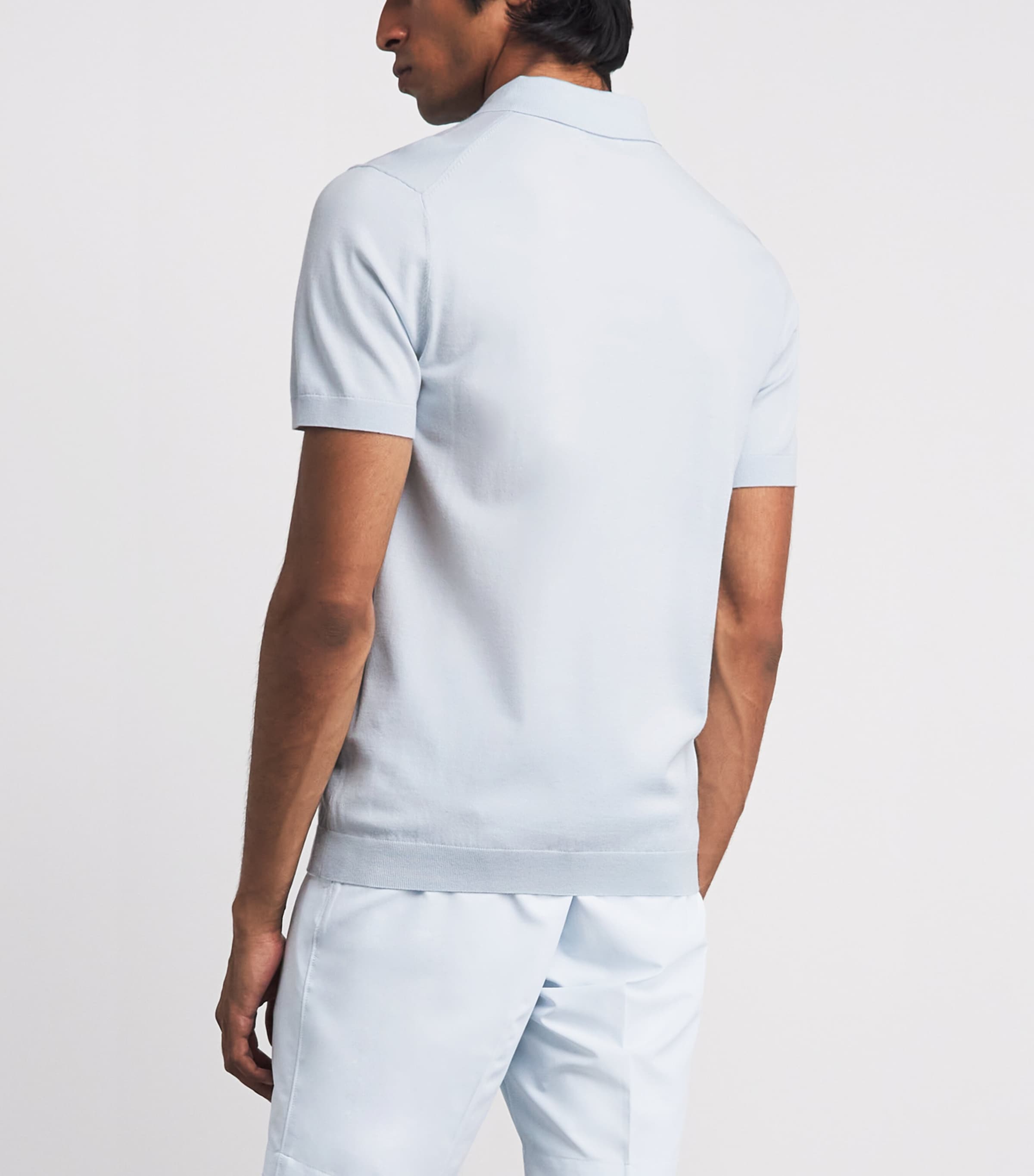 J Lindeberg Mens Knitted Ridge Polo Shirt Skywriting Image 5