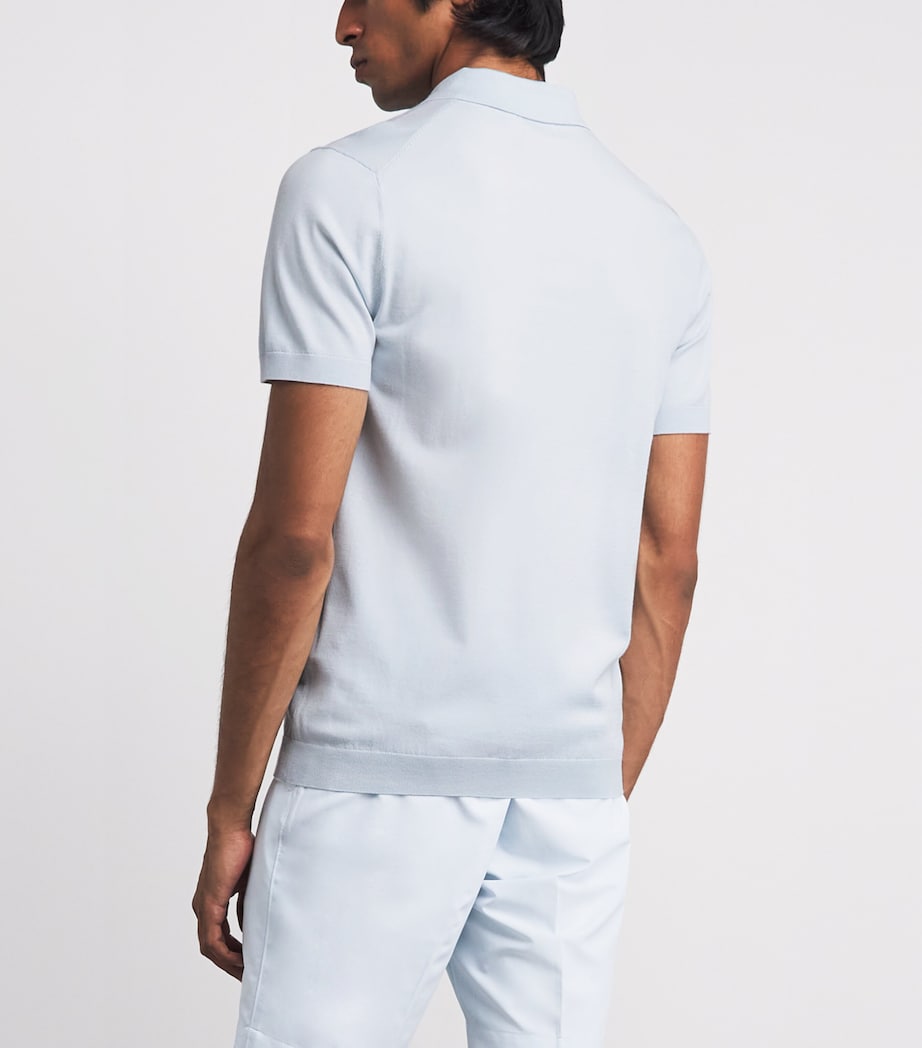 J Lindeberg Mens Knitted Ridge Polo Shirt Skywriting Image 5