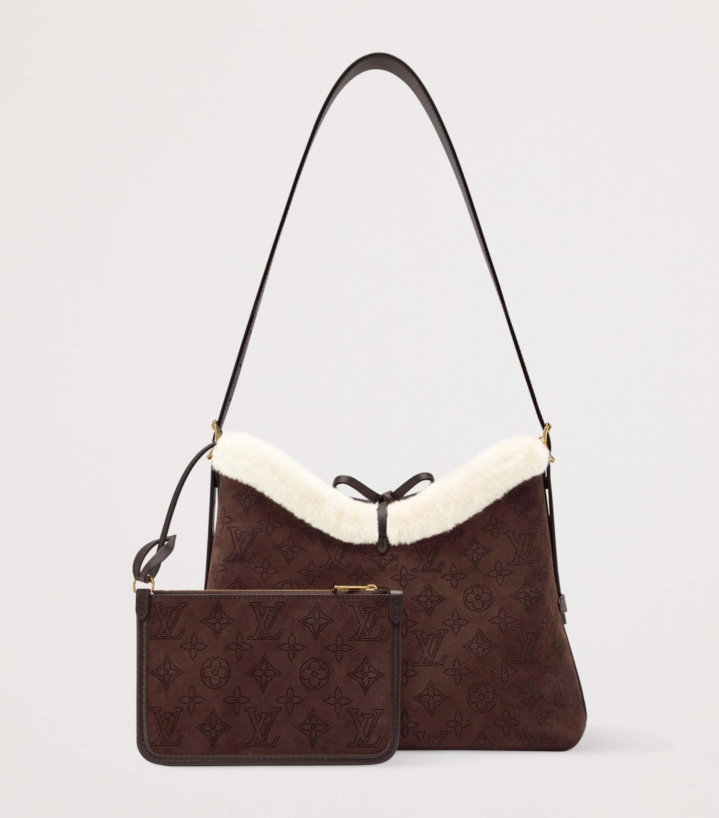 Suede CarryAll PM Shoulder Bag CHOCOLATE BROWN Image 3