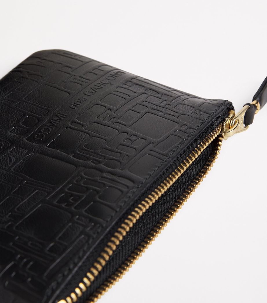 Leather Logo Embossed Zipped Pouch BLACK Image 4