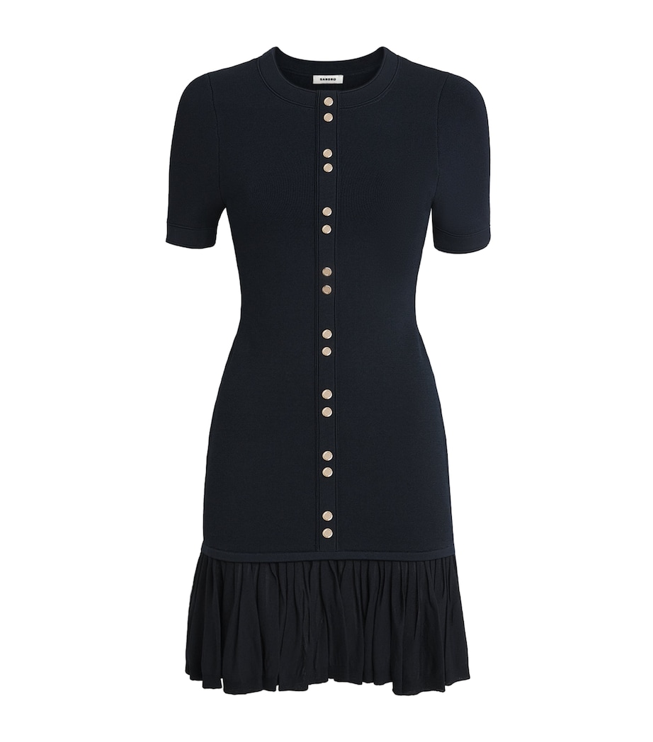 Sandro Paris Womens Ruffled Mini Dress Midnight Blue Image 1