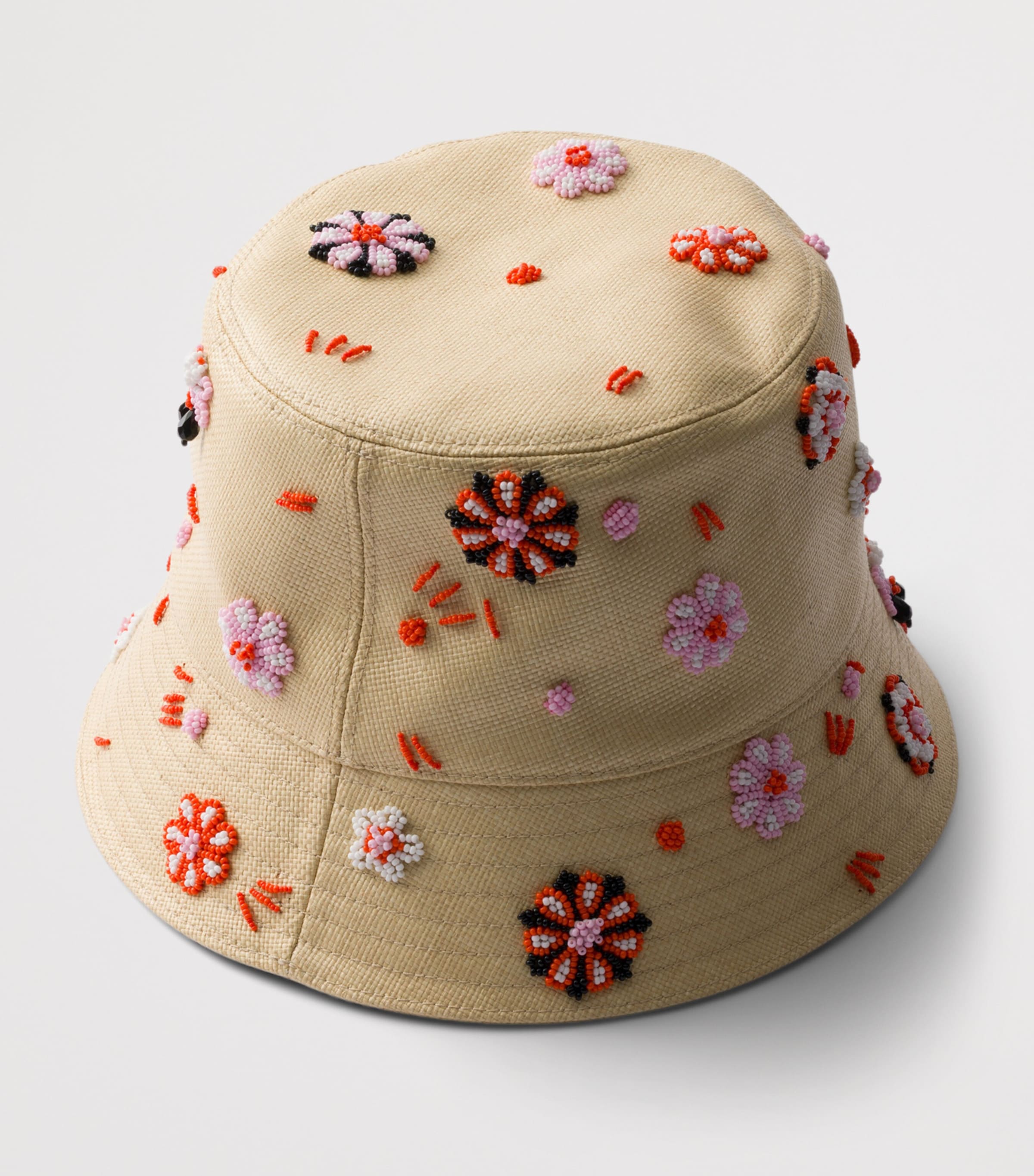 Prada Floral Beaded Bucket Hat Neutral Image 3