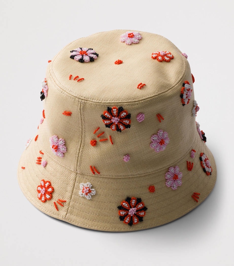 Prada Floral Beaded Bucket Hat Neutral Image 3