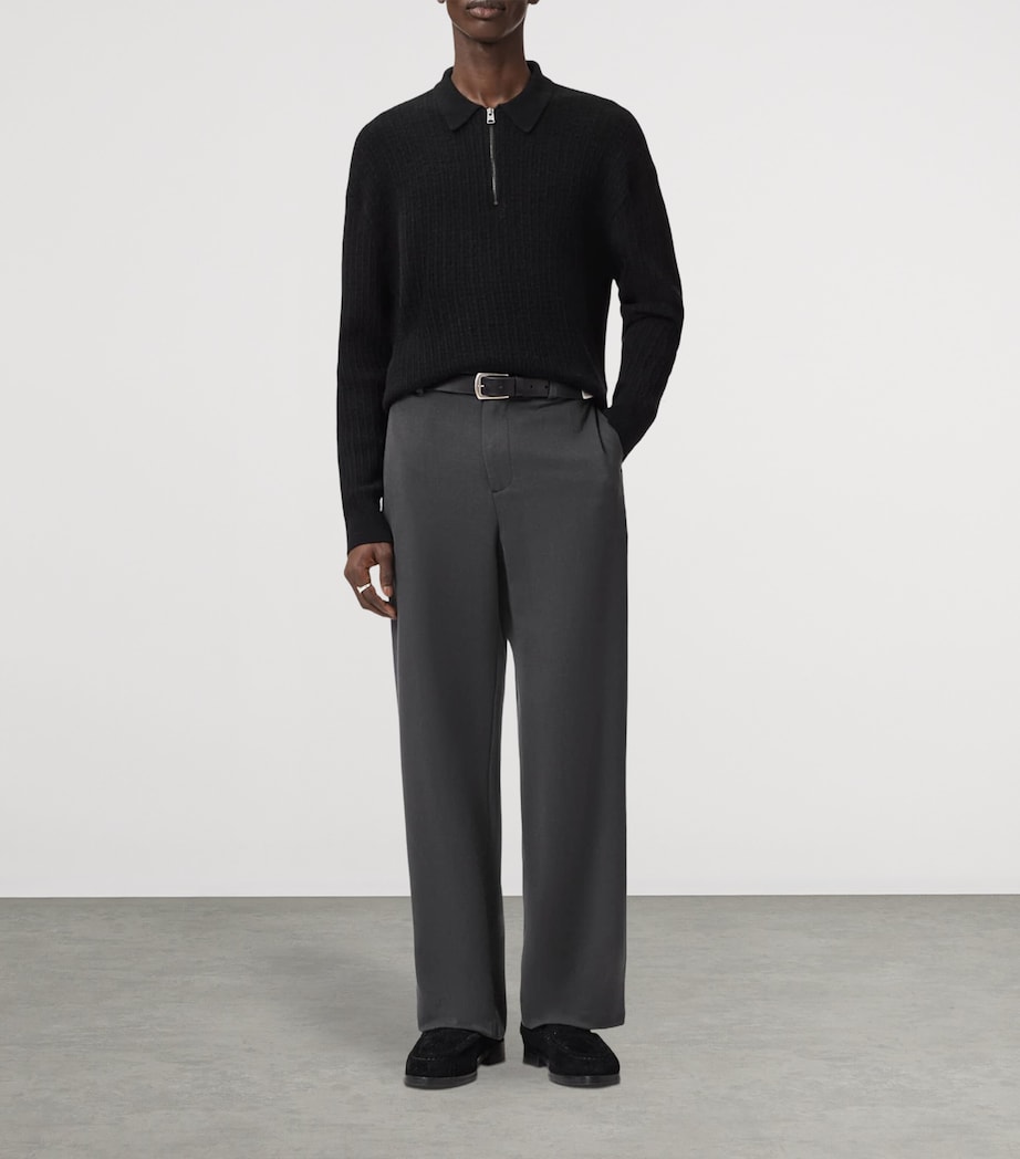 AllSaints Mens Wide-Leg Halla Trousers Charcoal Grey Image 2