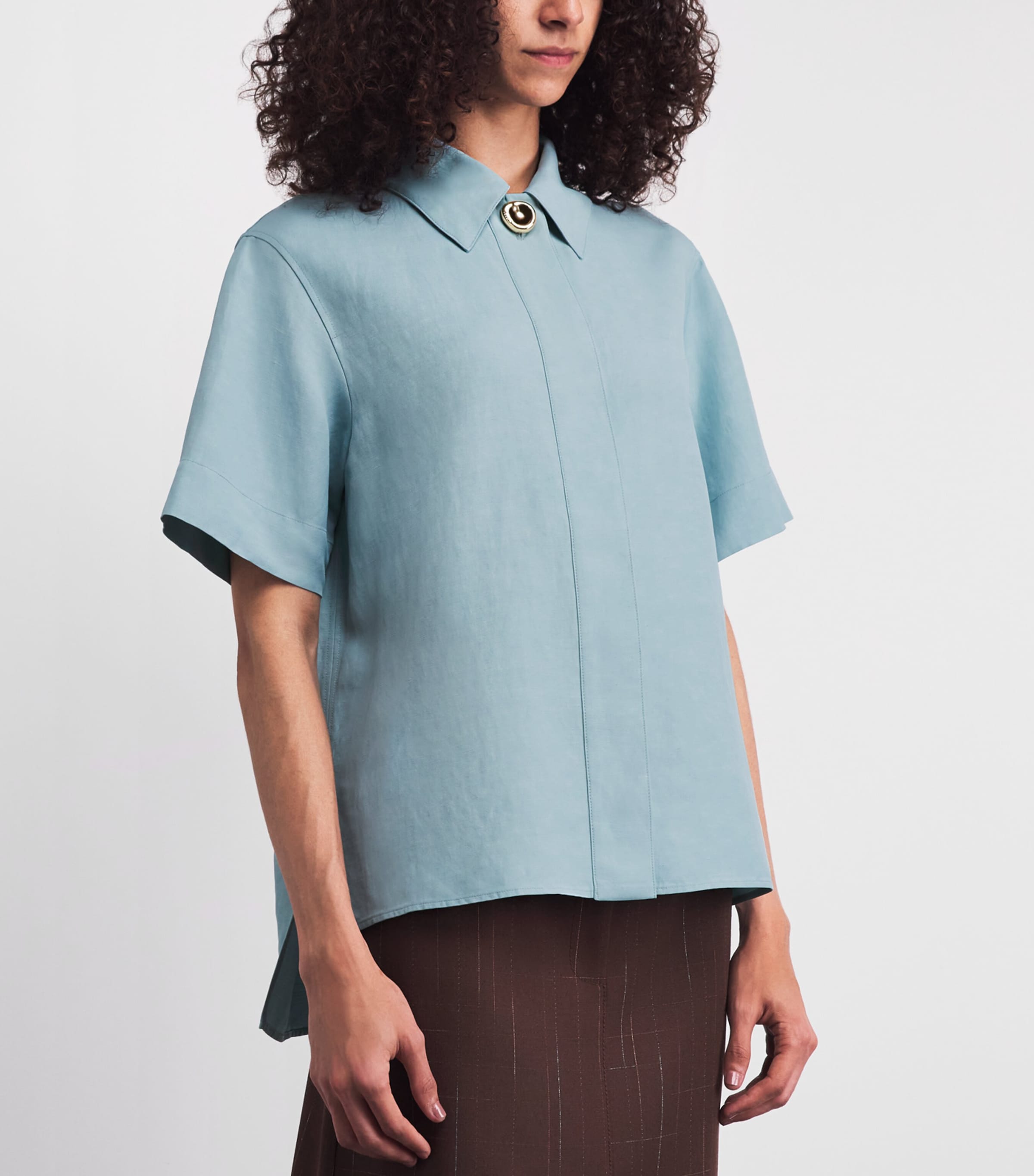 Joseph Womens Short-Sleeve Volu Shirt Chambray Image 4