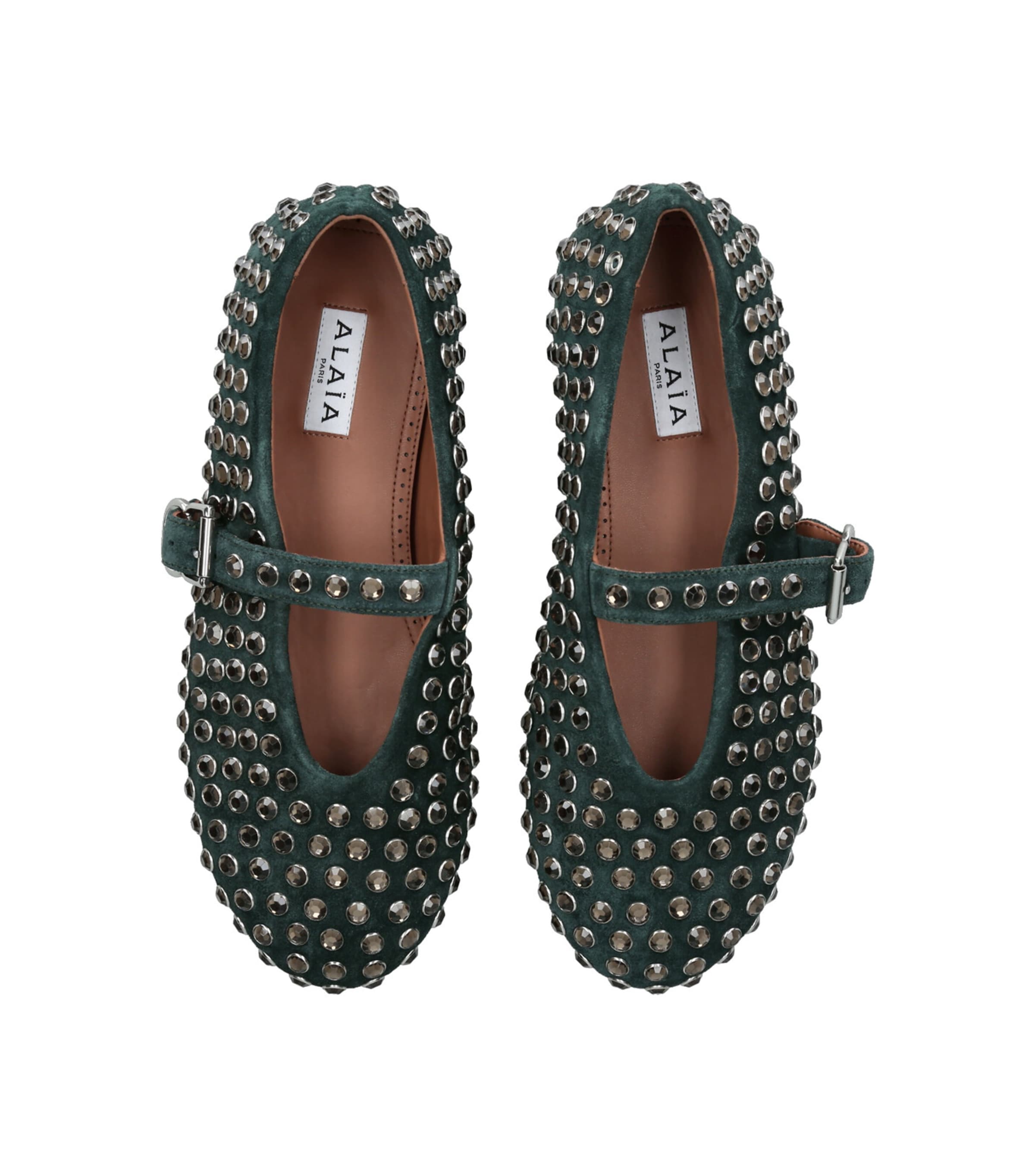 Crystal-Embellished Ballet Flats DARK GREEN Image 4