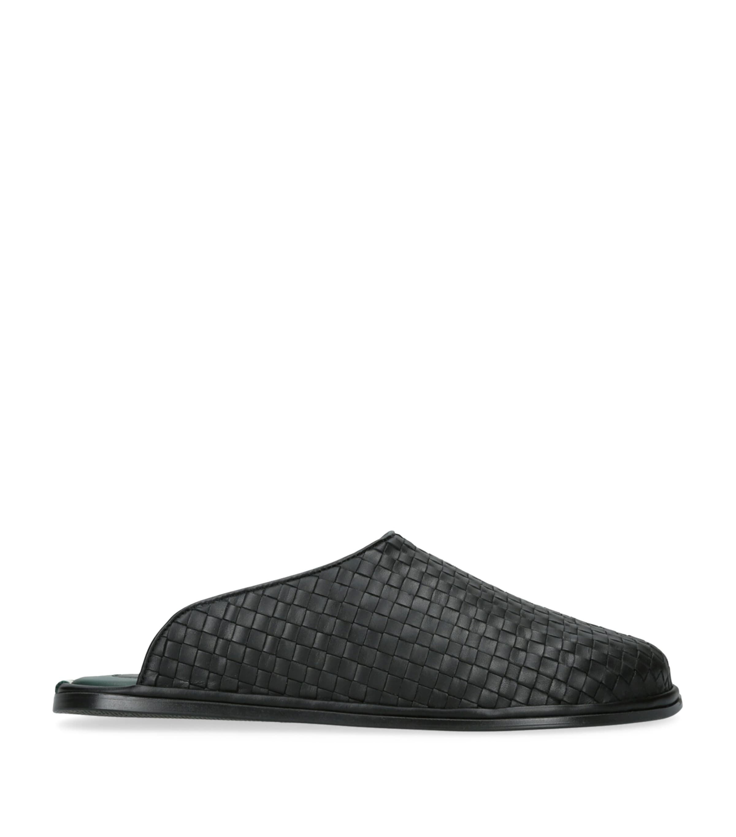Brotini Leather Woven Mules Black Image 1