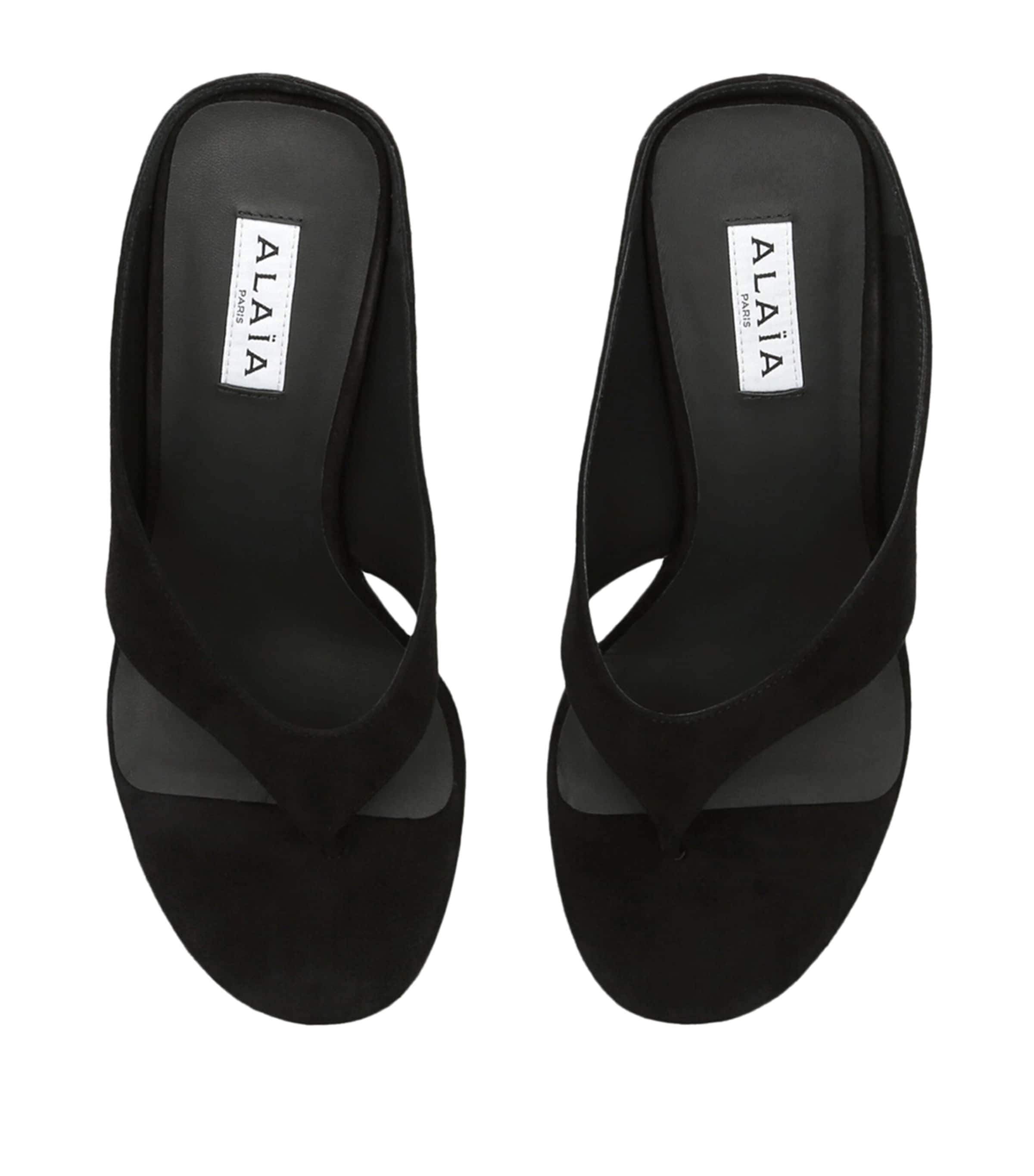 Alaïa Suede Cube Wedge Sandals 75 Black Image 4