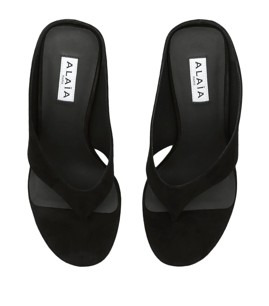 Alaïa Suede Cube Wedge Sandals 75 Black Image 4