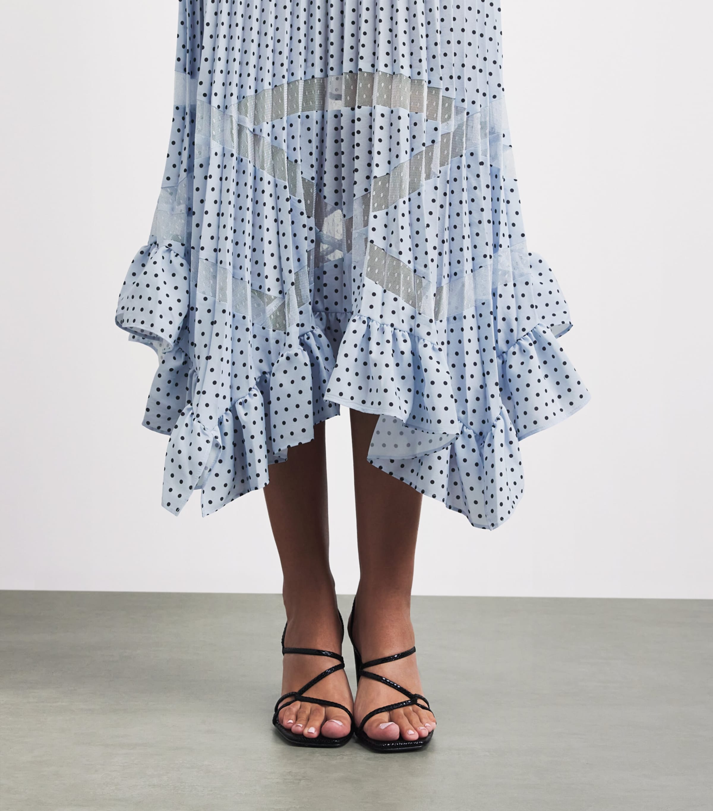 Claudie Pierlot Womens Polka-Dot Pleated Midi Skirt Light Print Image 3