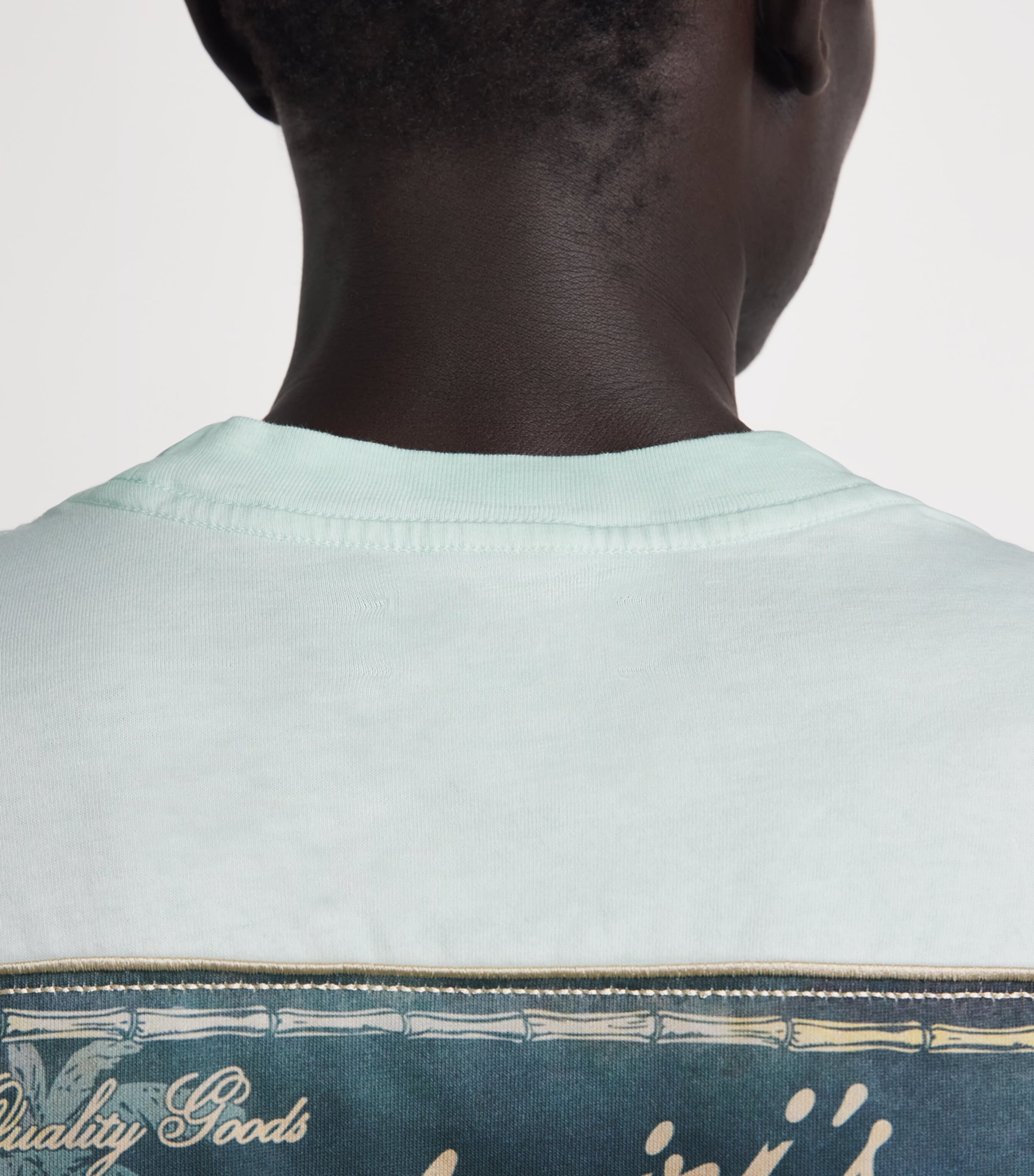 AMIRI Mens Cotton Quality Goods Patch T-Shirt Powder Teal Image 3