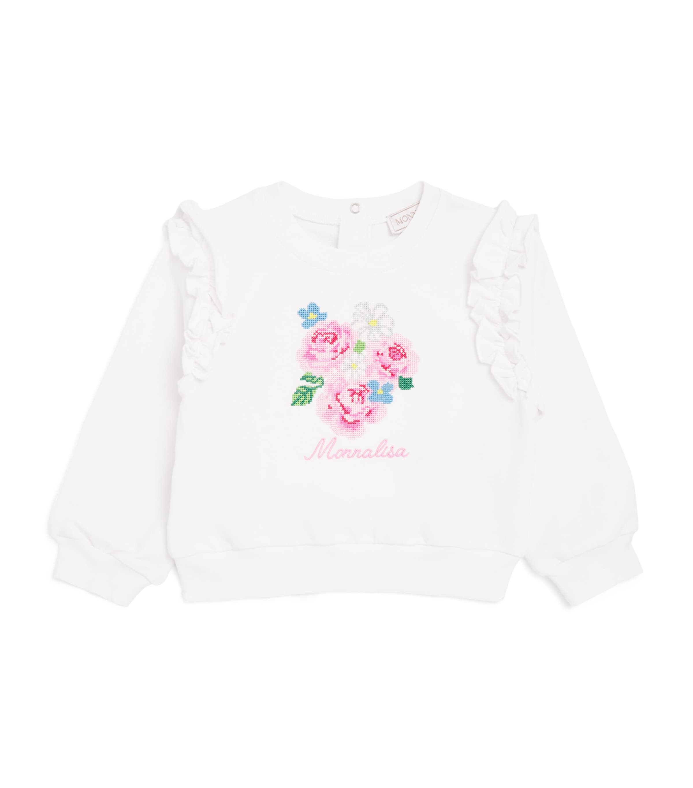 Monnalisa Floral Jacquard Sweatshirt (3-36 Months) Optical White Image 1