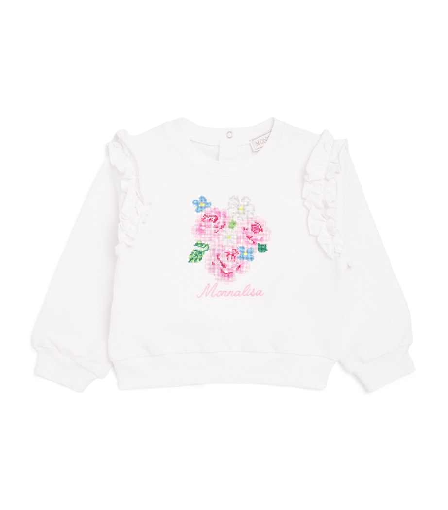 Monnalisa Floral Jacquard Sweatshirt (3-36 Months) Optical White Image 1