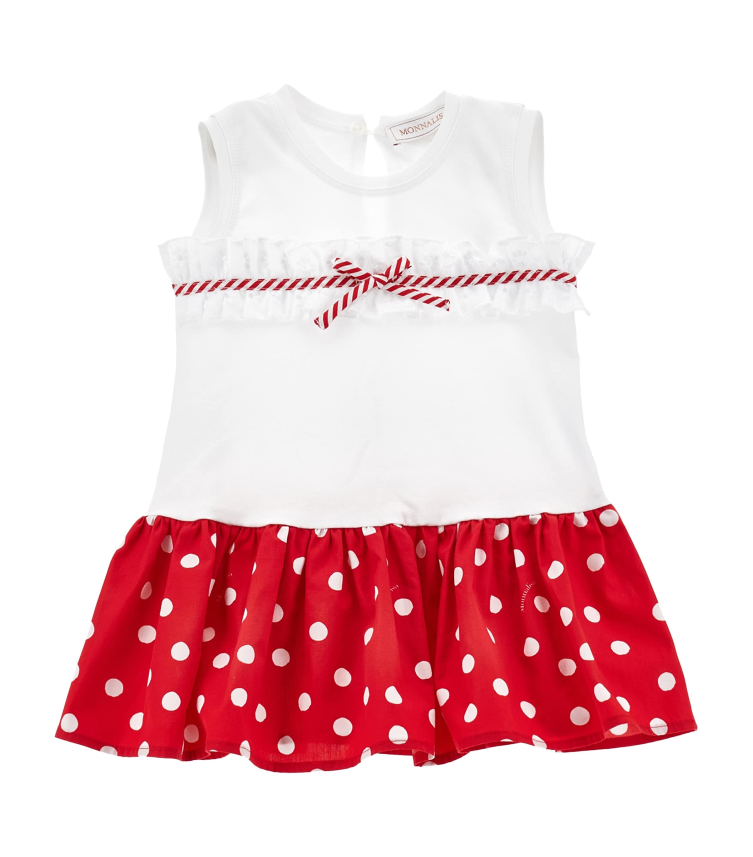 Monnalisa Stretch Cotton Polka-dot Dress