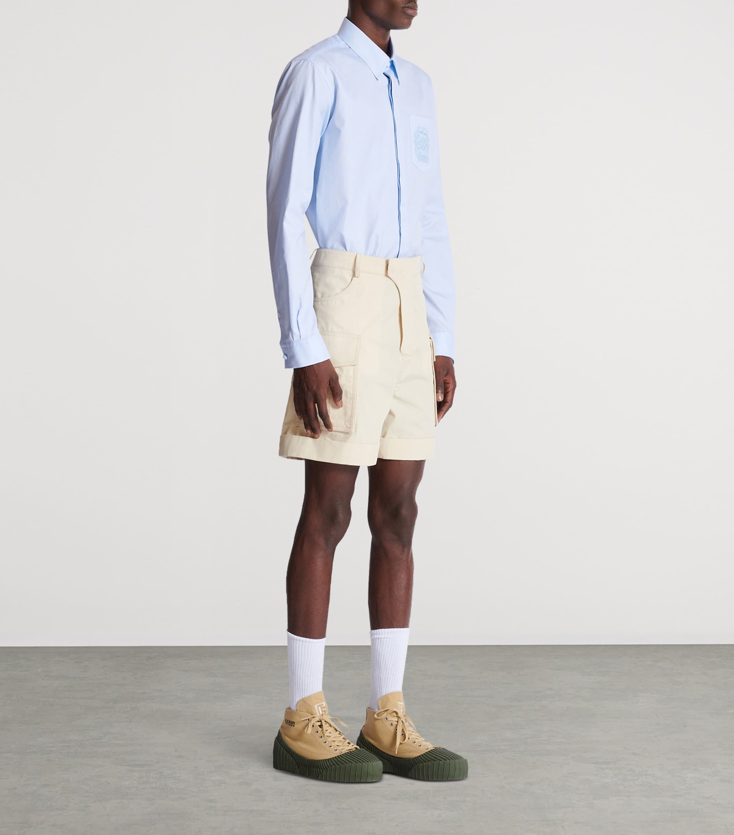 Cotton Bermuda Cargo Shorts 0AS BEIGE Image 4