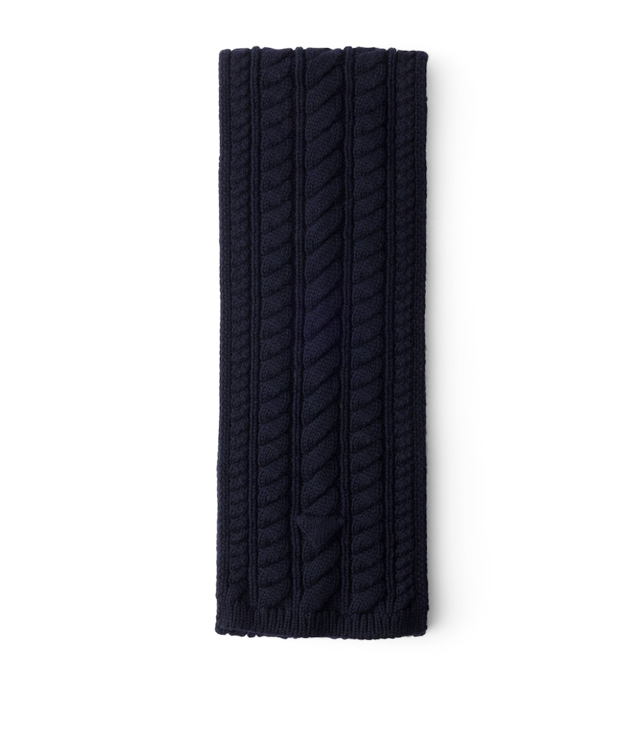Prada Virgin Wool Cable-Knit Scarf Blue Image 1