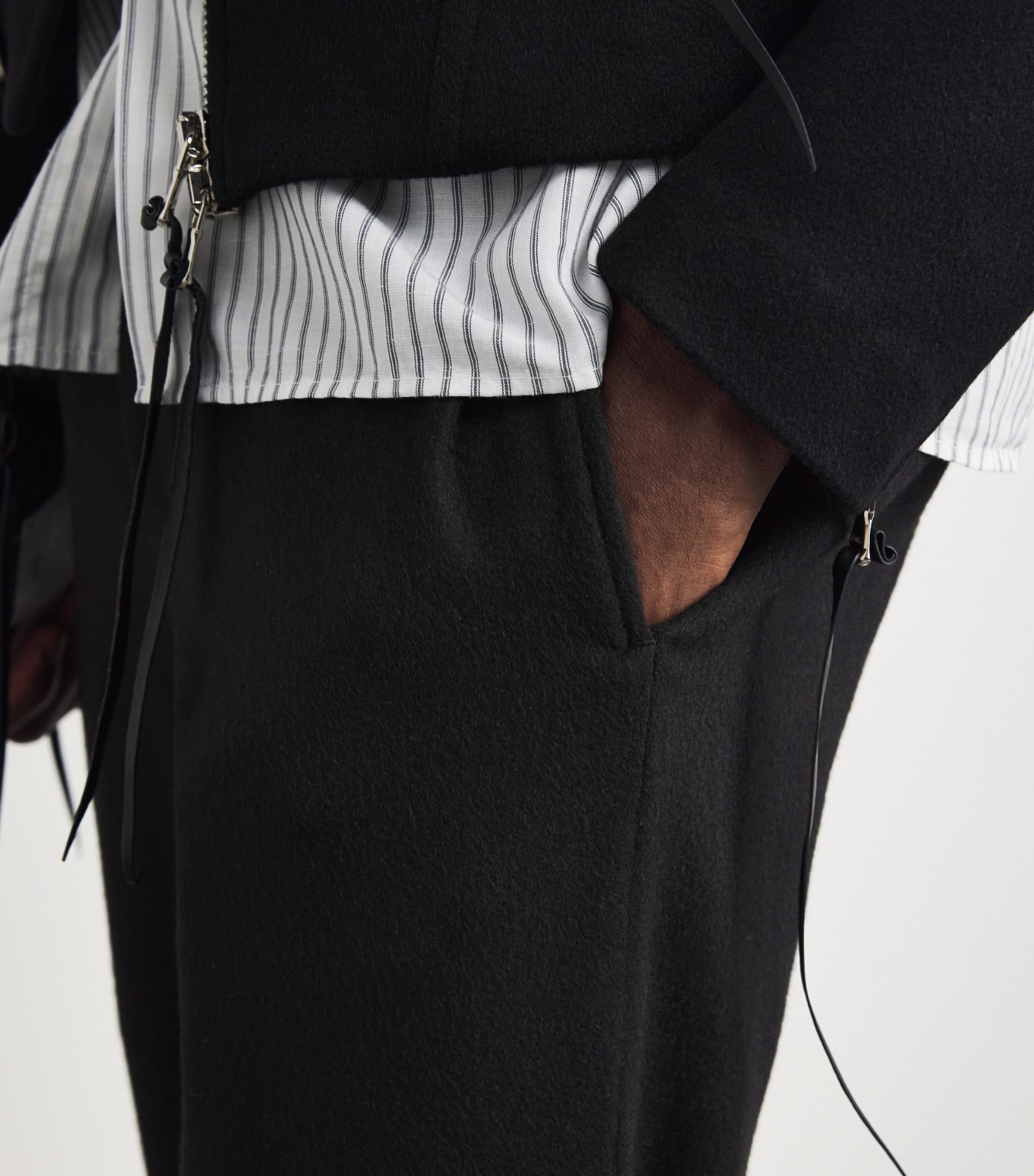 Alan Scott Mens Cashmere-Blend Sweatpants Black Image 3