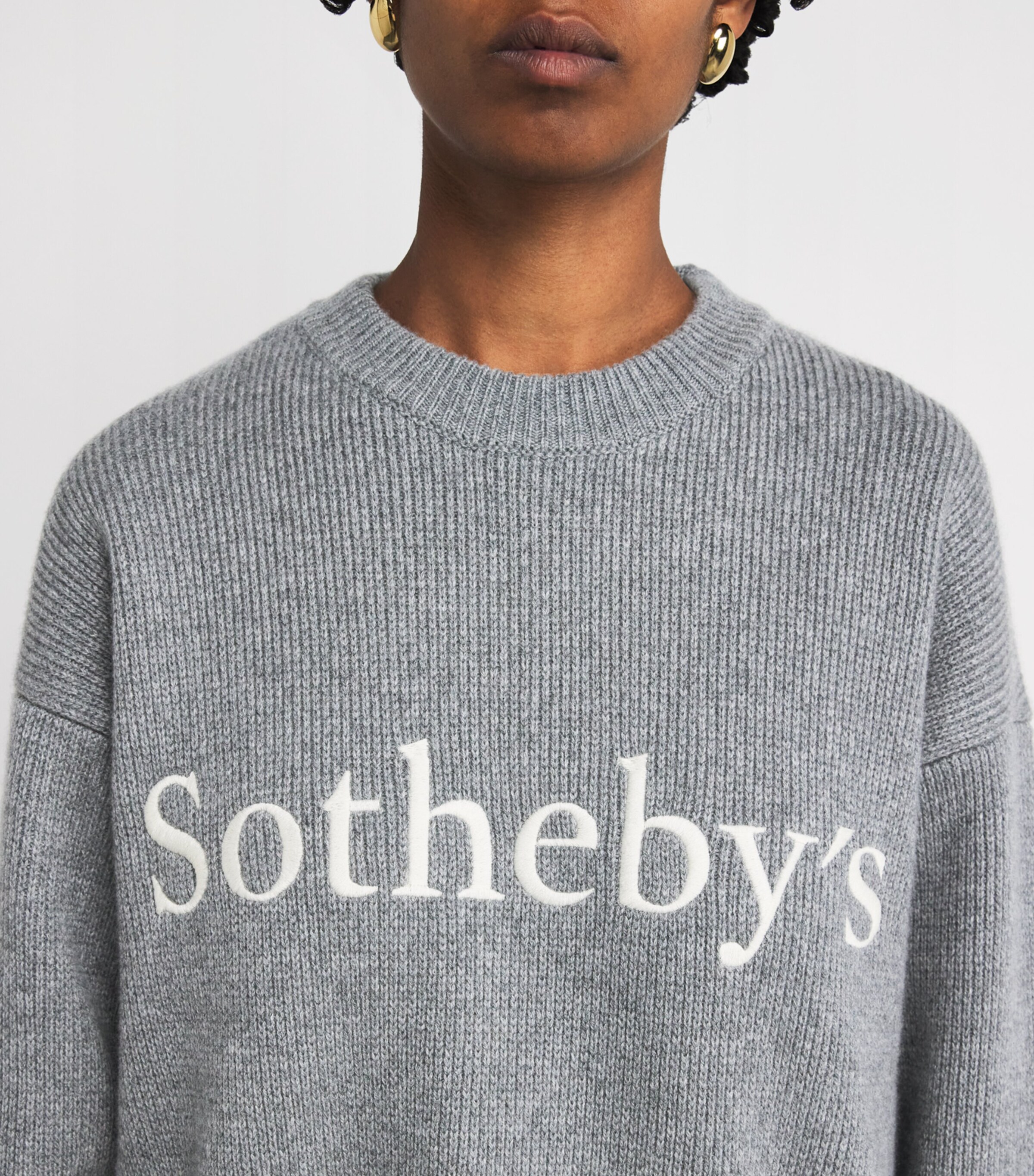 FRAME Womens x Sotheby's Cashmere Sweater Grey Melange Image 6