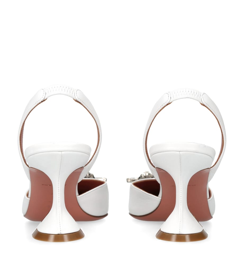 Leather Begum Slingback Pumps 70 WHITE Image 2