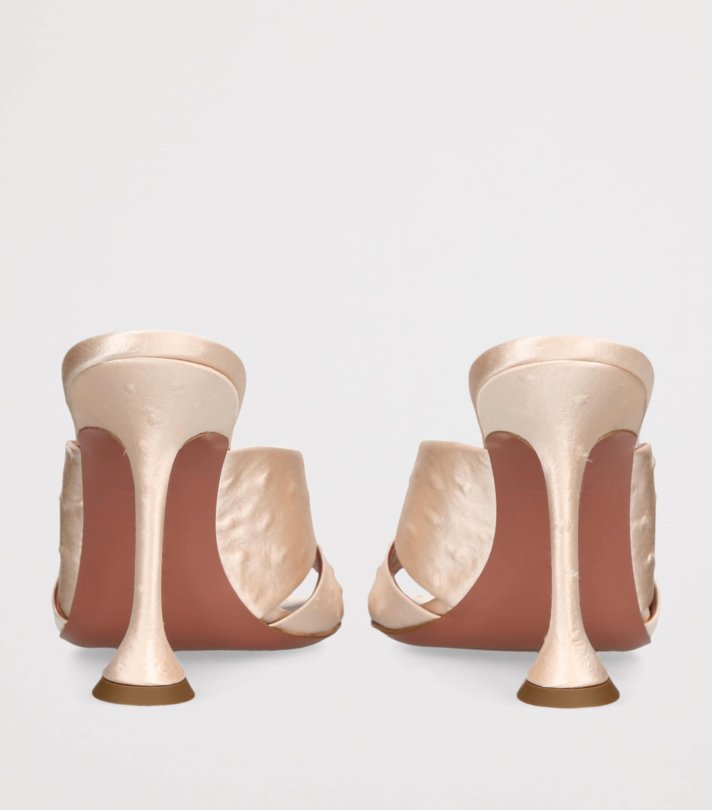 Amina Muaddi Embossed Satin Salma Heeled Mules 95 Champagne Image 4